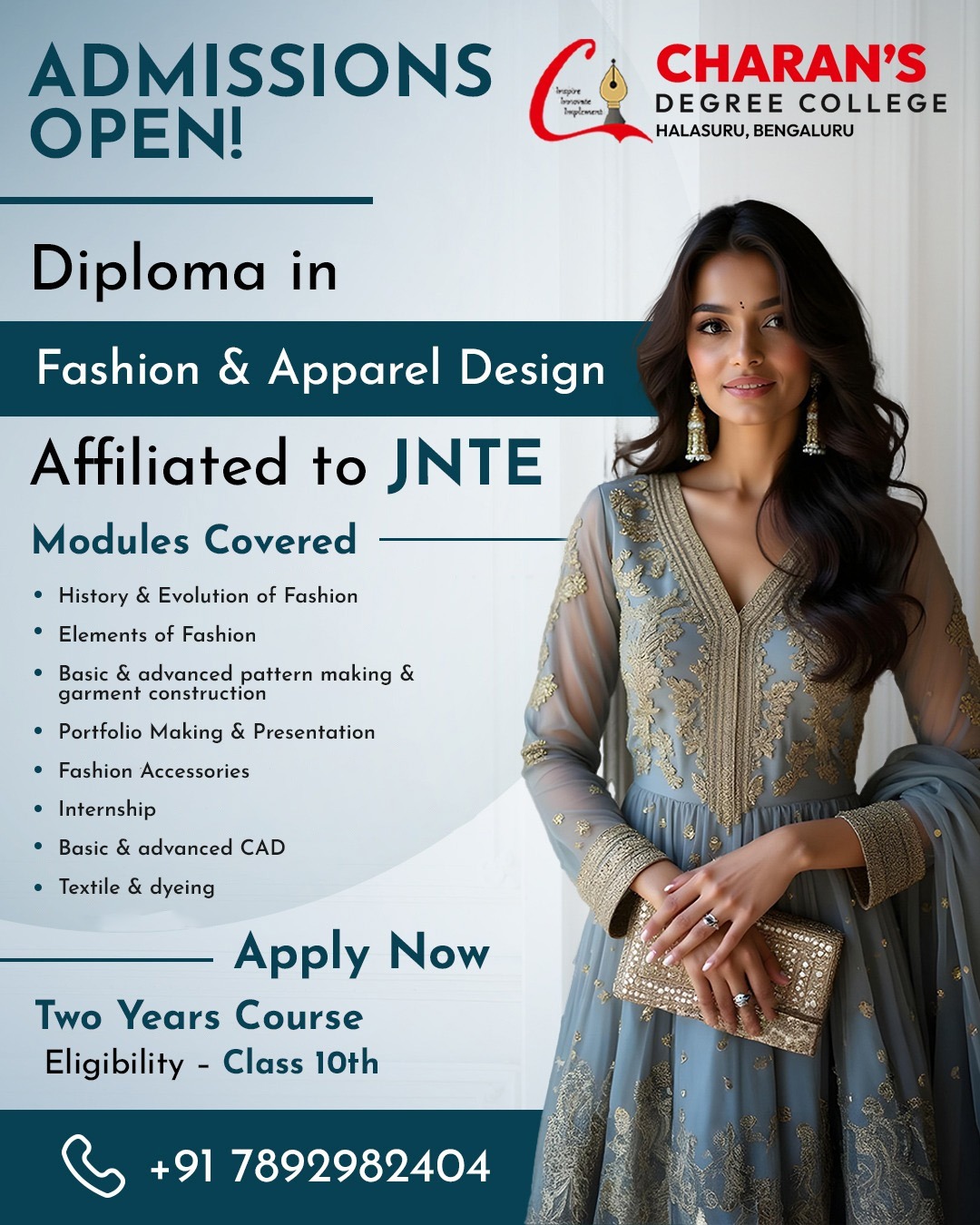Charans International Institute of Fashion Technology Facebook ad: Admissions Open for Fashion Design