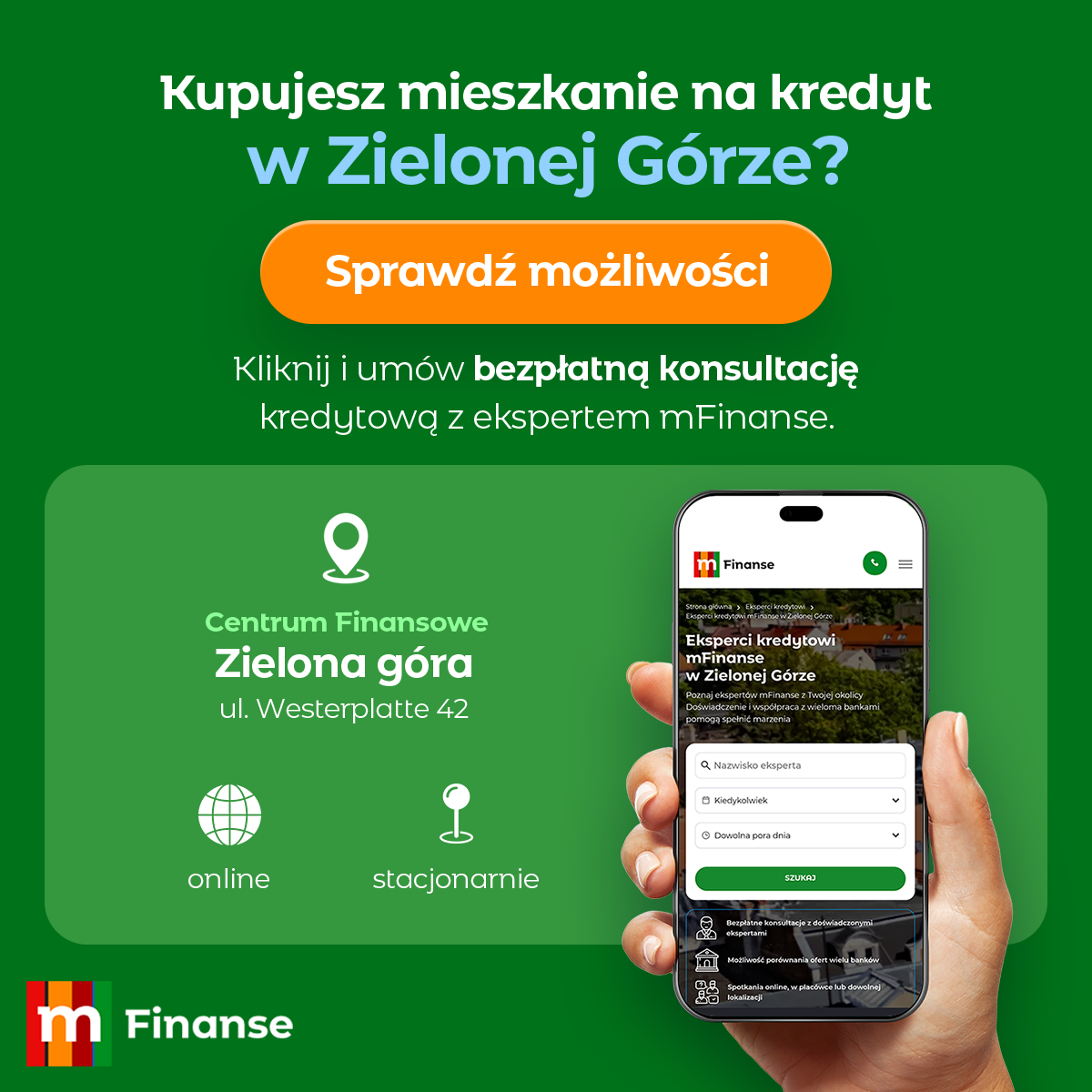 mFinanse Facebook ad: Znajdź eksperta kredytowego