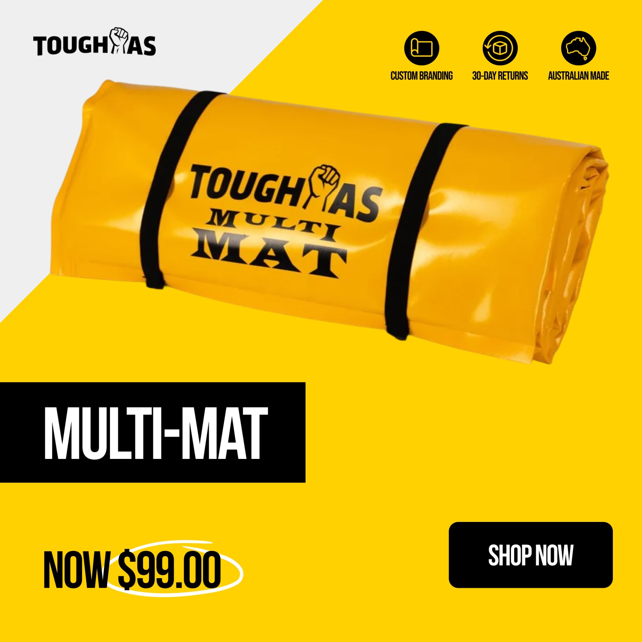 Tough-As Products Facebook ad: Tired of the old ratty towel or cardboard…