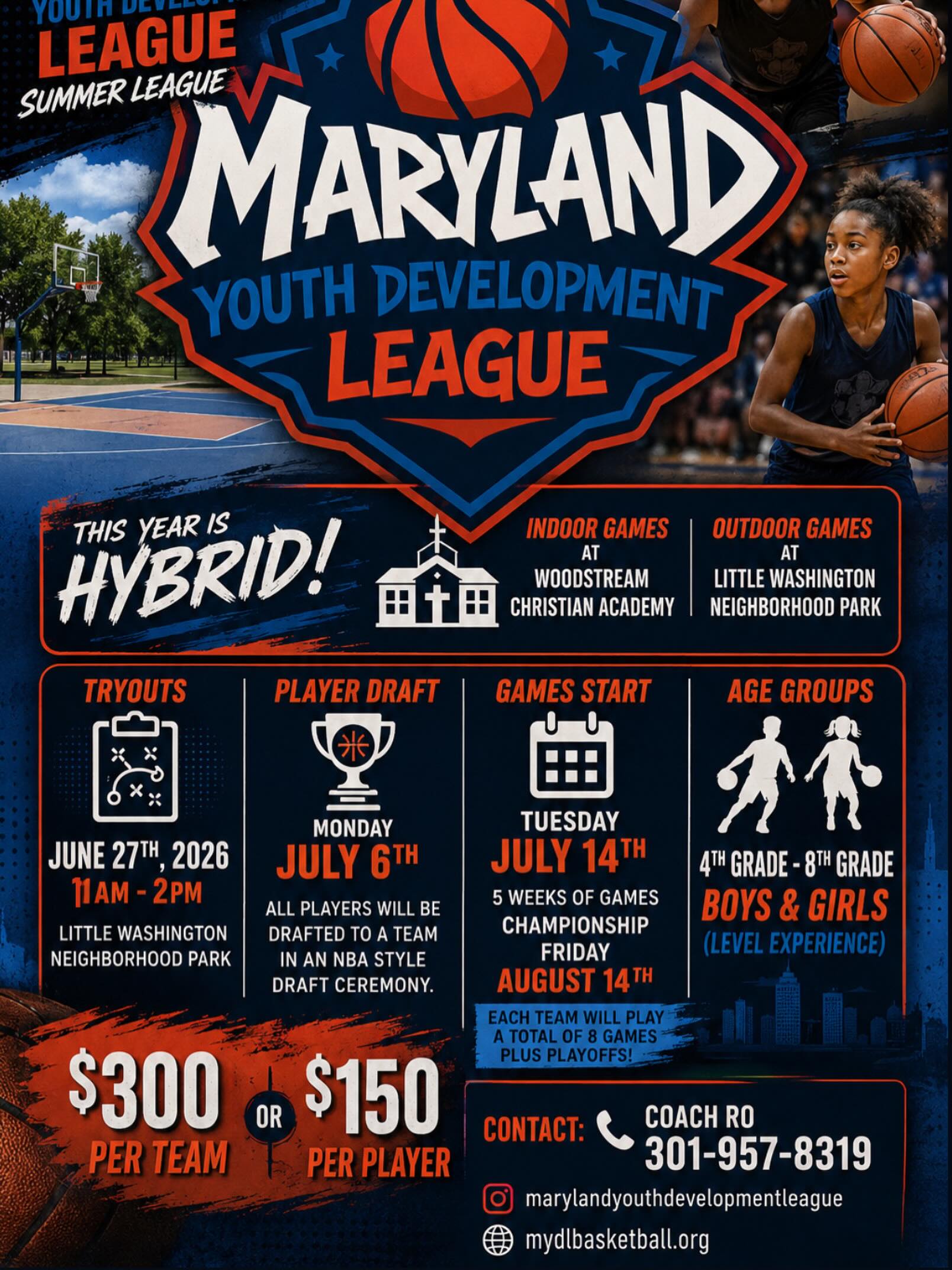 marylandyouthdevelopmentleague Facebook ad: WE’RE BACK!
