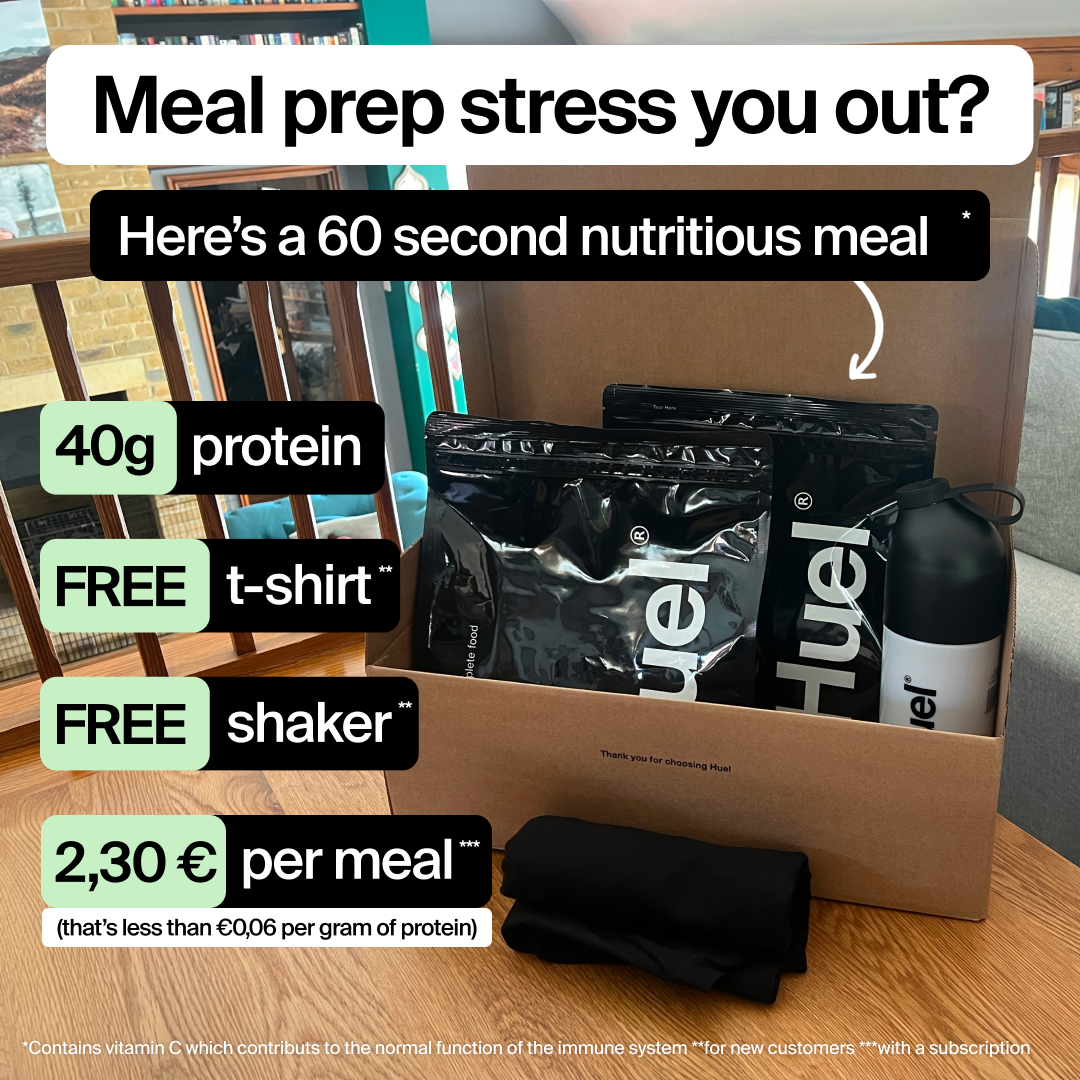 Huel Facebook ad: Burnt Out From Weekly Meal Prep?