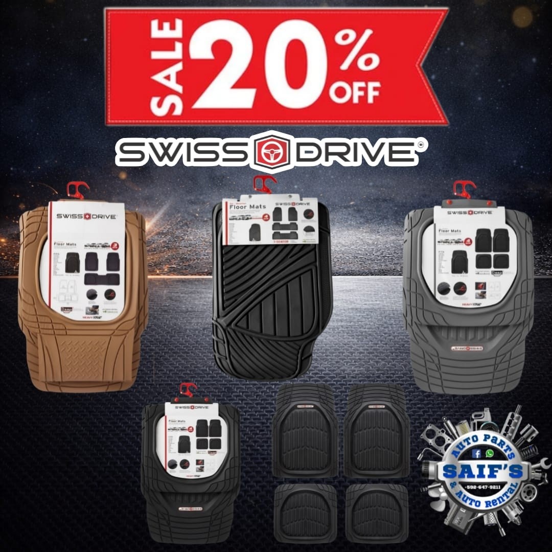 Saif's Auto Parts & Auto Rental Facebook ad: Sale on Swiss drive mat from the 1…