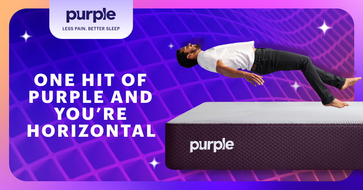 Purple Facebook ad: Get Hooked on Better Sleep