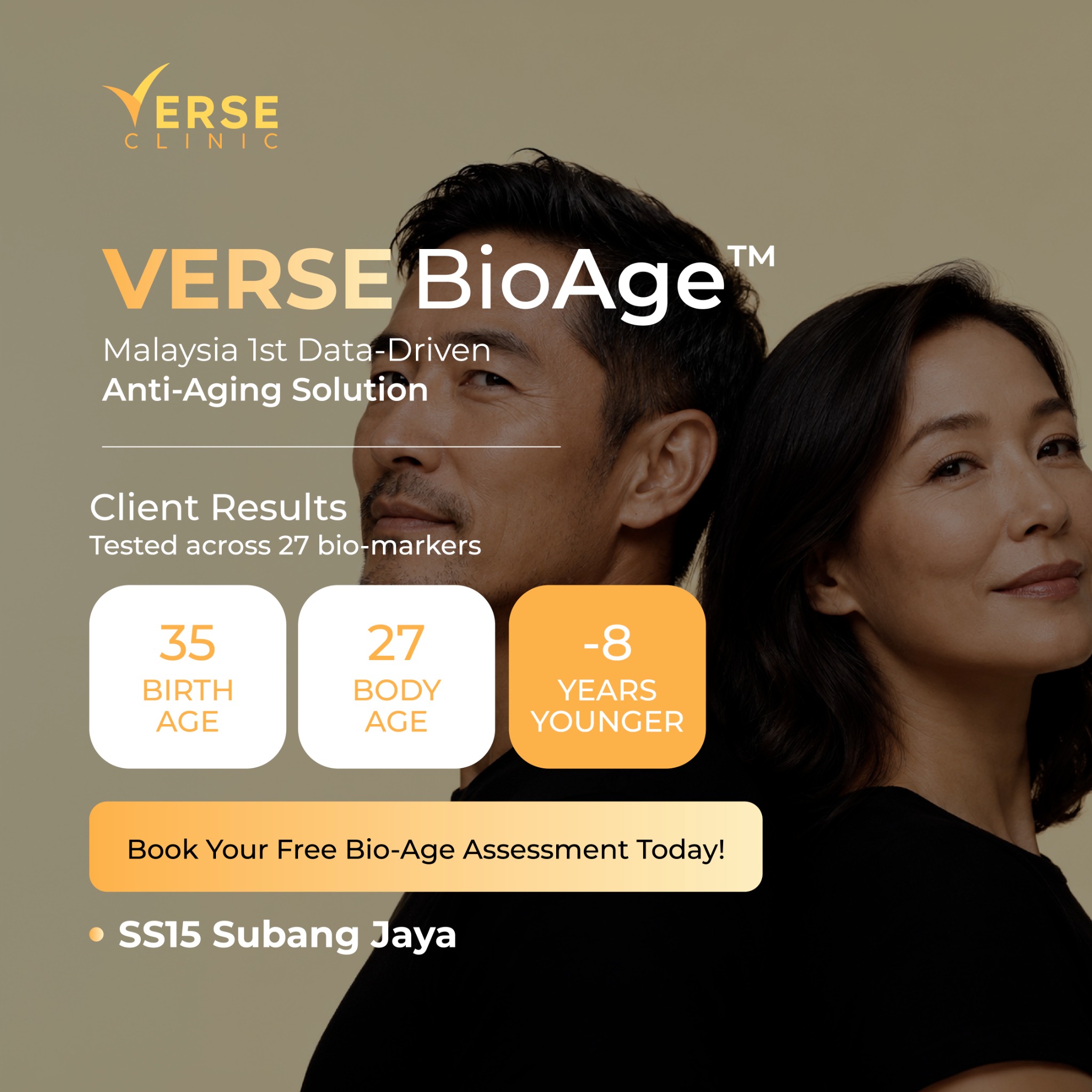 Verse Clinic Facebook ad: Two people can be the same age, and…