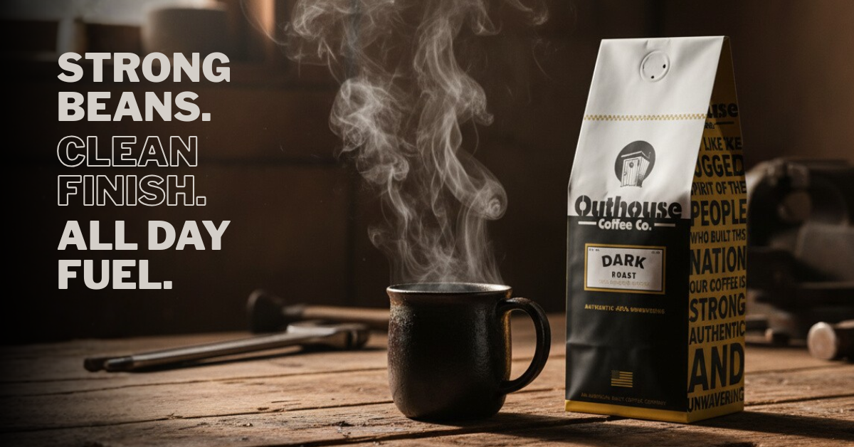Outhouse Coffee Facebook ad from Dec 28, 2025