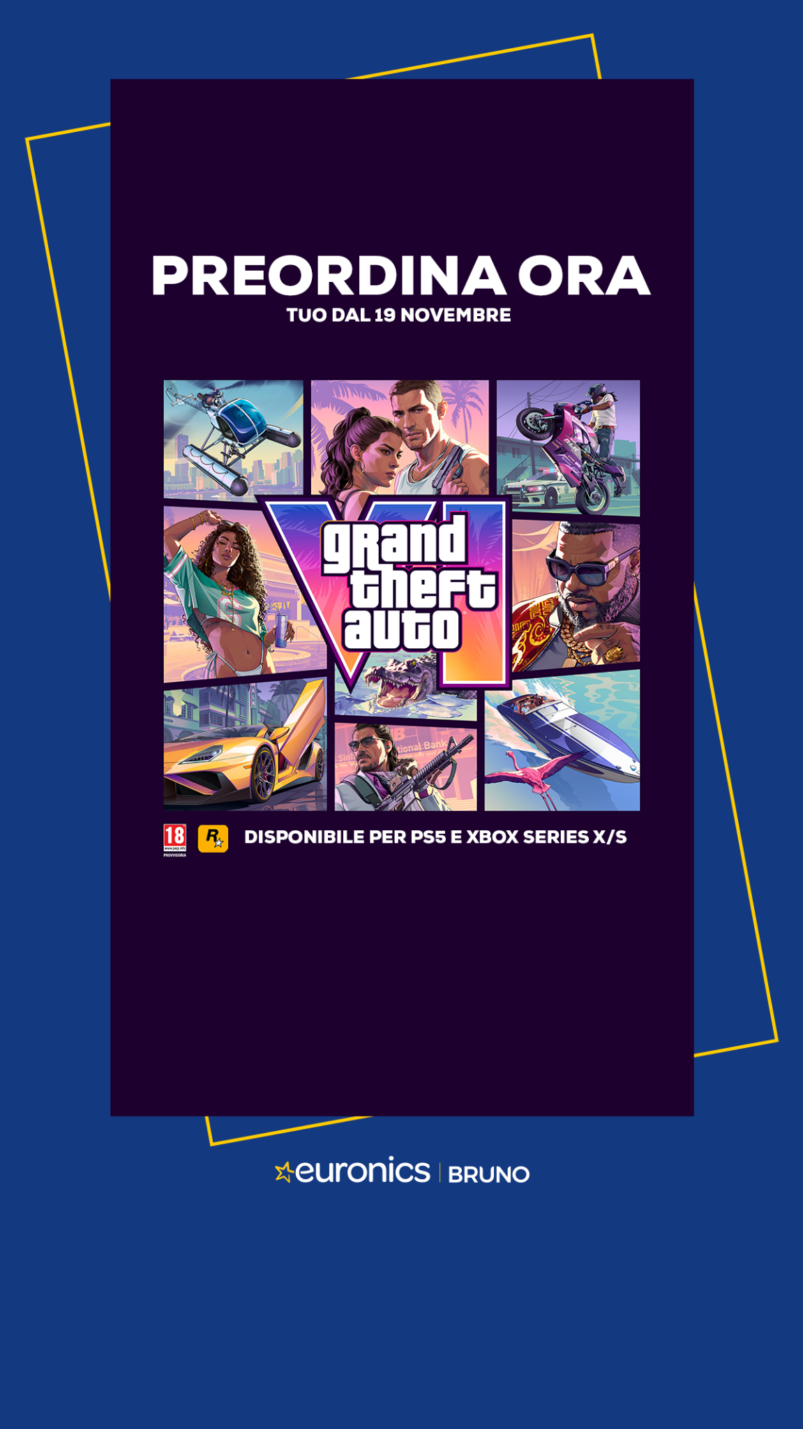 Bruno Euronics Facebook ad: GTA VI sta arrivando.