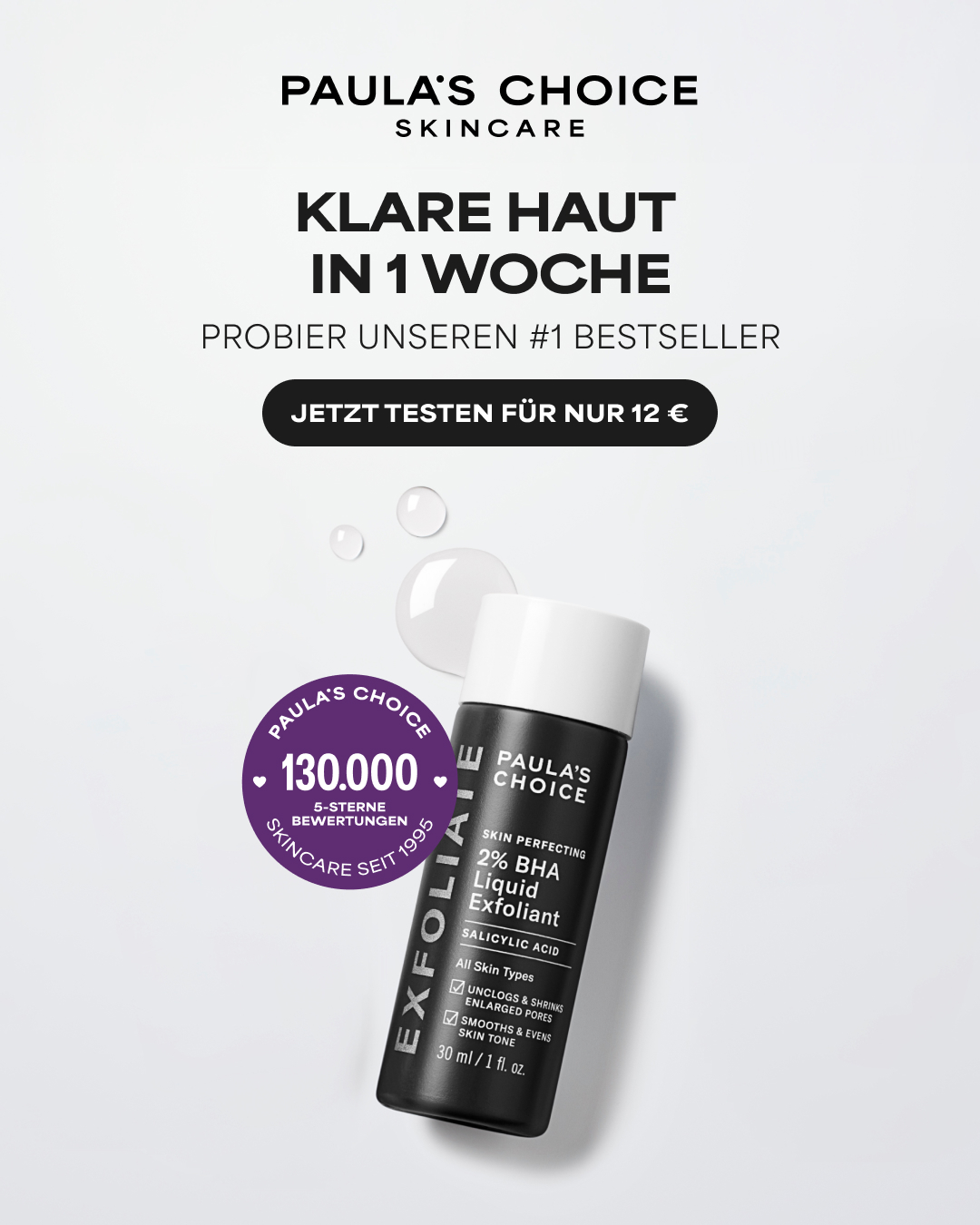 Paula's Choice Facebook ad: Jetzt 12 € + gratis Versand