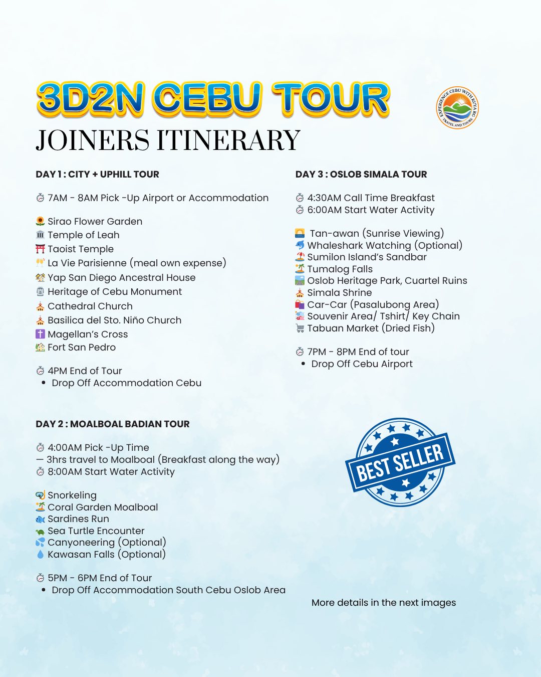 Experience Cebu With Kuya Rg Facebook ad: 𝐁𝐄𝐒𝐓-𝐒𝐄𝐋𝐋𝐈𝐍𝐆 𝟑𝐃𝟐𝐍 𝐂𝐄𝐁𝐔 𝐓𝐎𝐔𝐑…