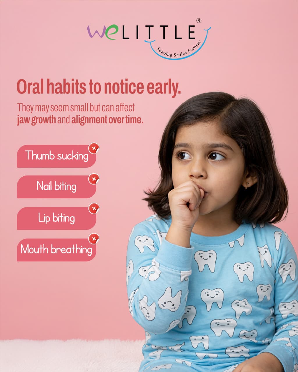 WE Little Facebook ad: Many parents discover dental problems too late.