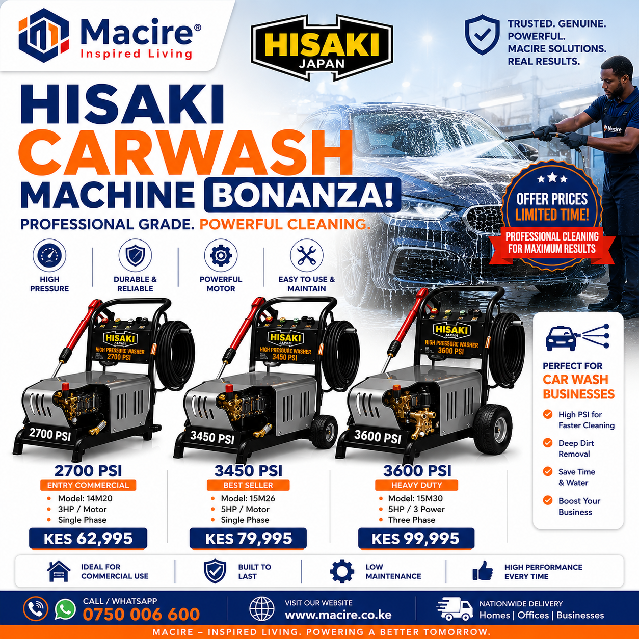 Macire Facebook ad: 2700-3600 PSI: Built for Speed