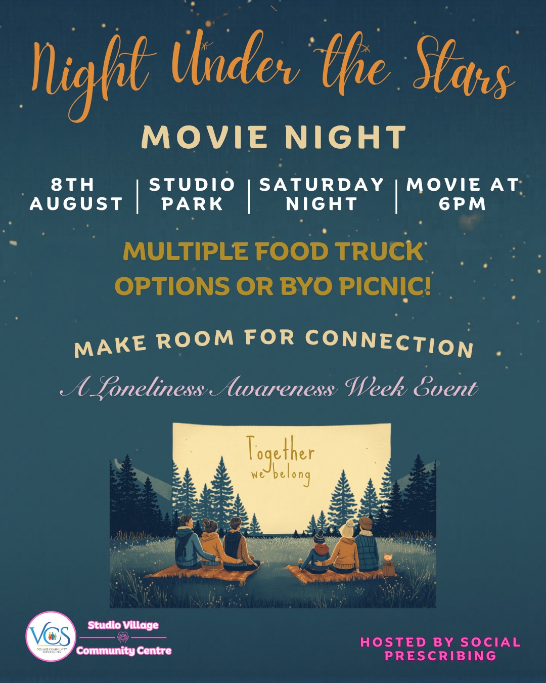 Studio Village Community Centre Facebook ad: Join us for a special community Movie Night…