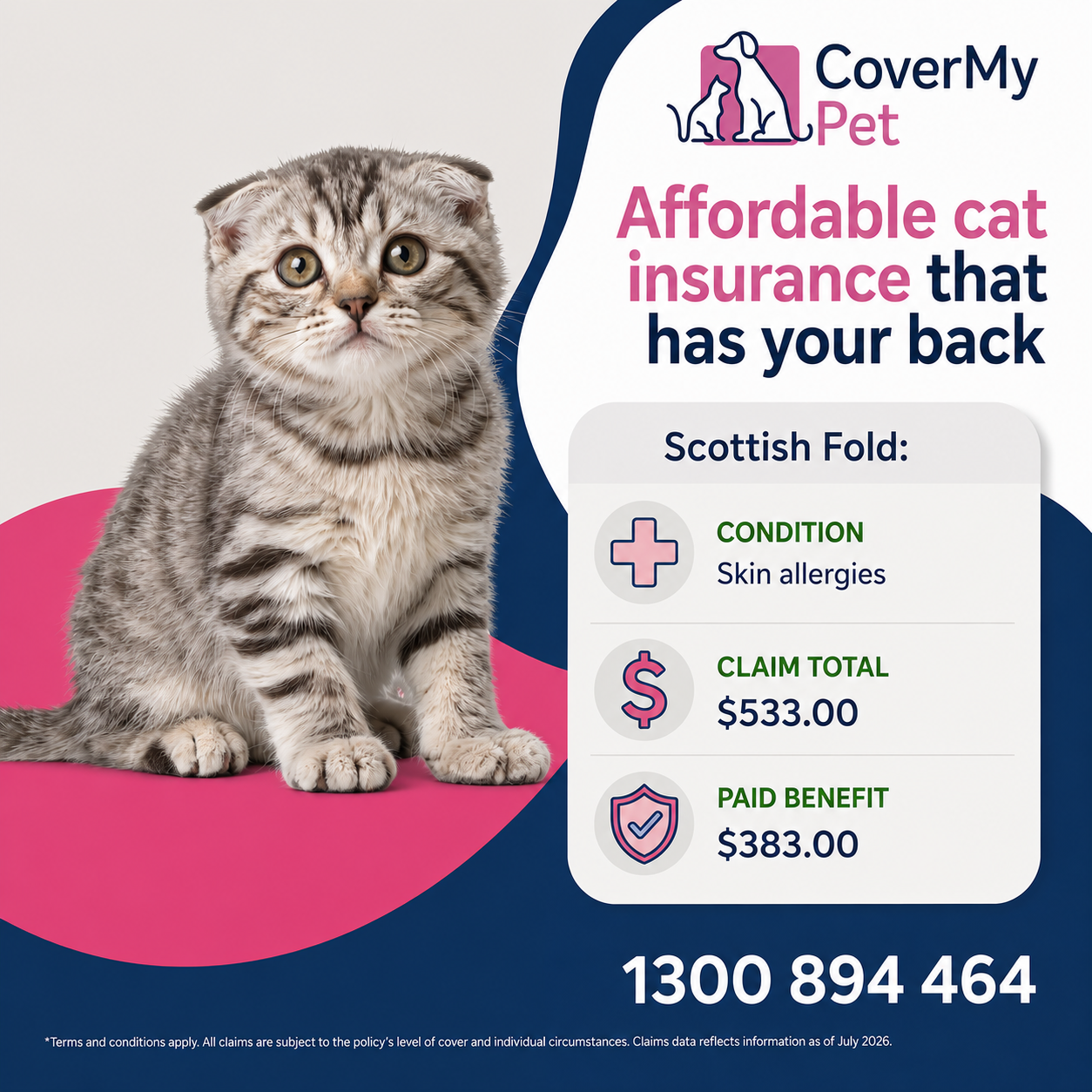 CoverMy Pet Australia Facebook ad: Choose CoverMy Pet to support you when you need it