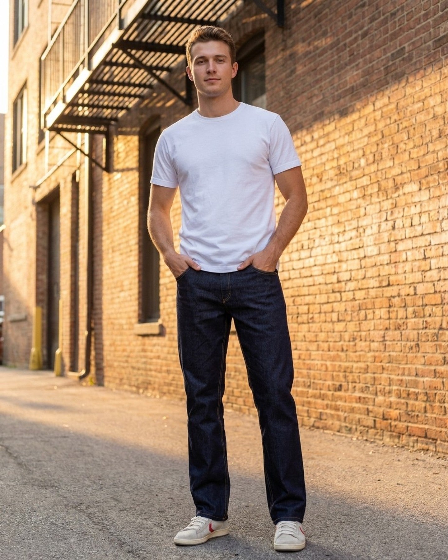 Dearborn Denim & Apparel Facebook ad: 10oz Stretch. Chicago Made.