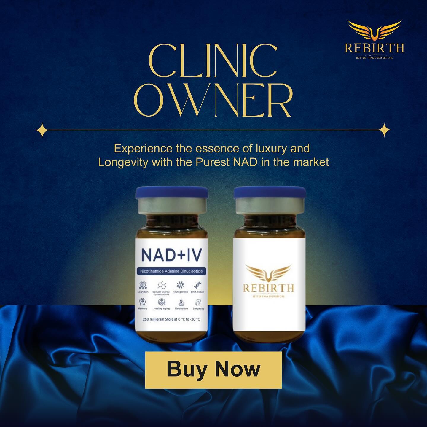 rebirthclinics Facebook ad: Experience Luxury & Longevity