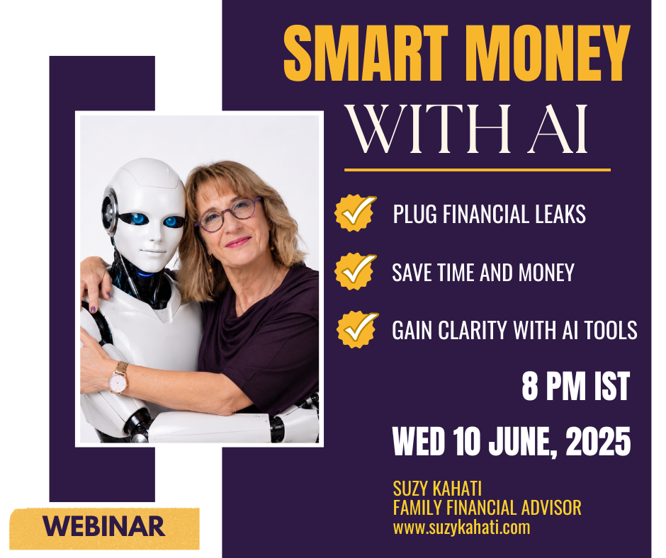 Suzy Kahati Family Financial Advisor סוזי קהתי יועצת לכלכלת המשפחה Facebook ad: SMART MONEY WITH AI