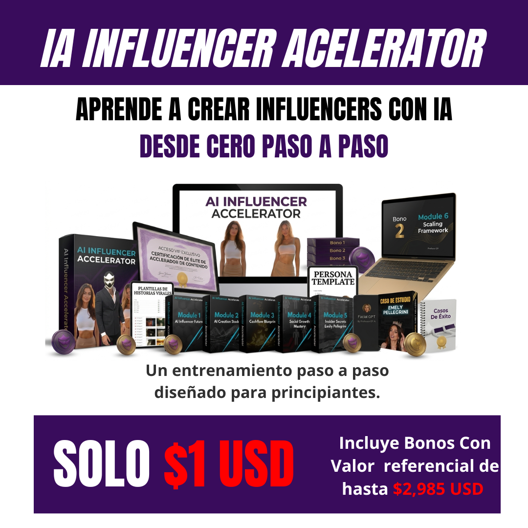 IA Influencer Studio Facebook ad: SOLO 1 USD