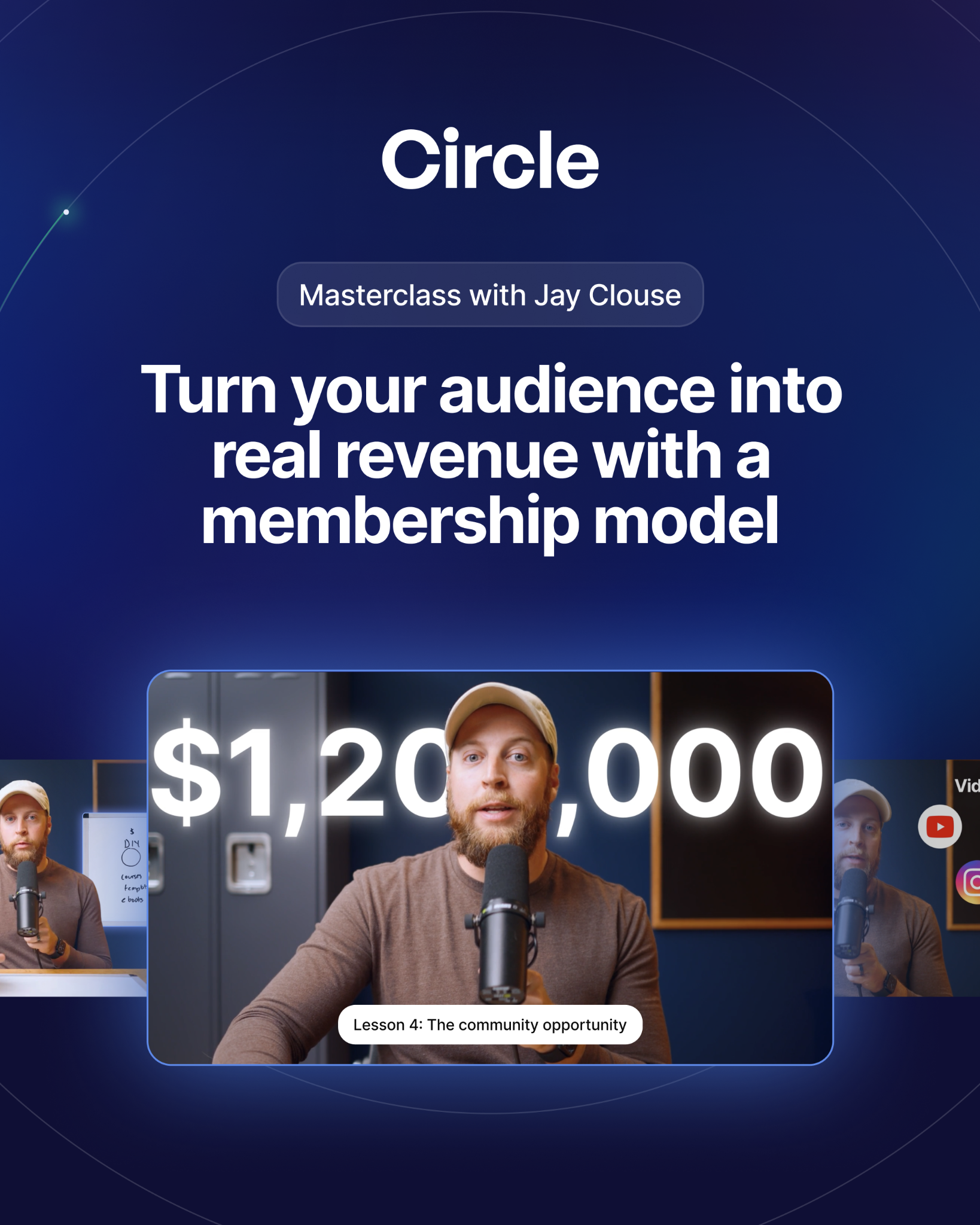 Circle Facebook ad: Free Masterclass with Jay Clouse