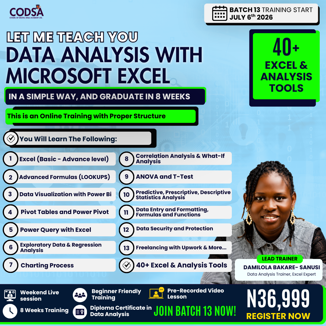 Damilola Bakare-Sanusi Facebook ad: Join Batch 13 Now! Training Start July 6