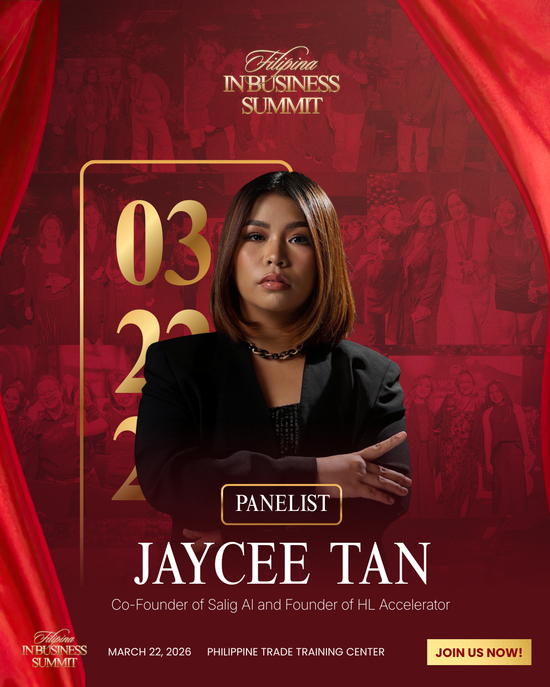 Filipina Women in Business Facebook ad: Innovation. Leadership. Growth, Meet Jaycee Tan