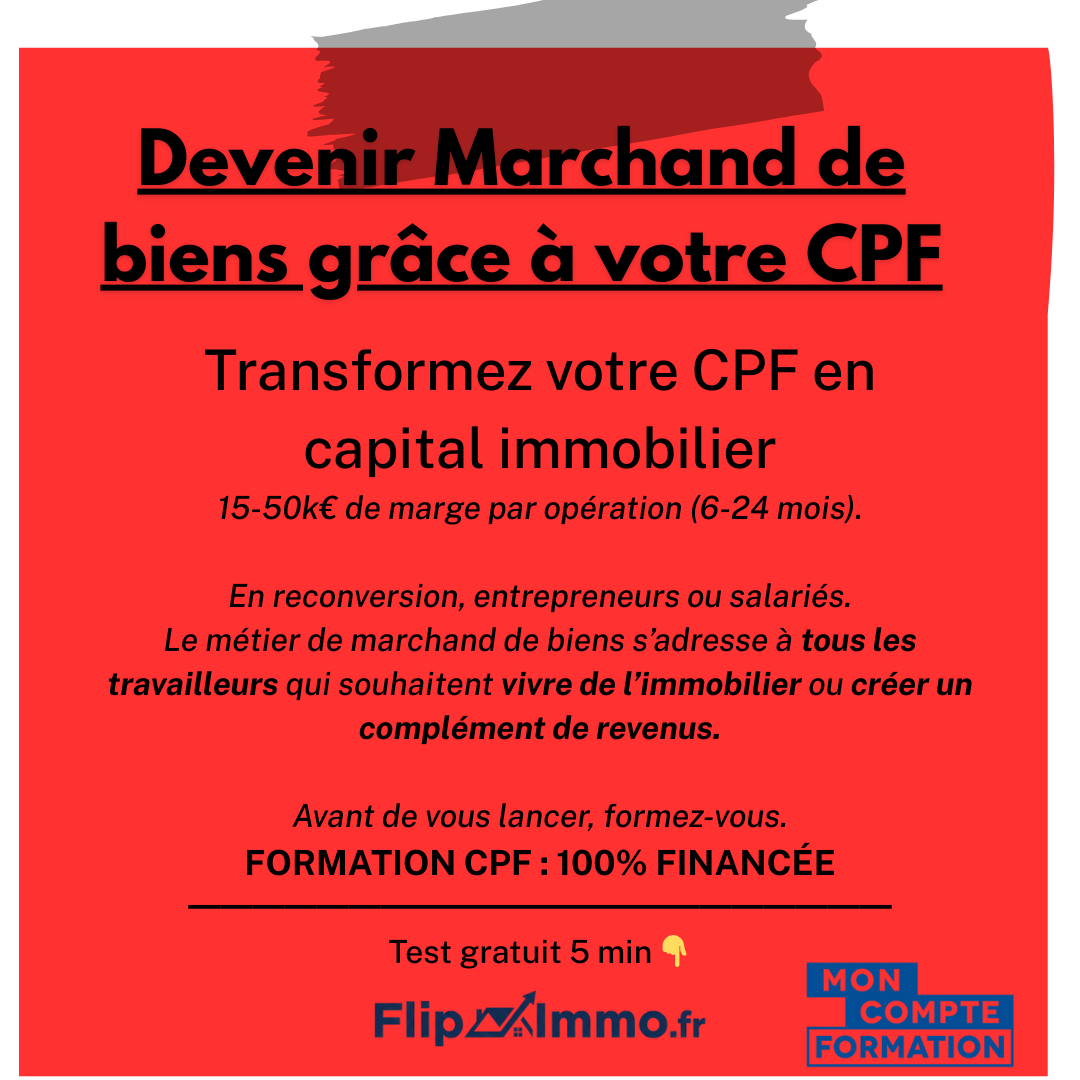FlipImmo.fr Facebook ad: Formation métier Marchand de Biens