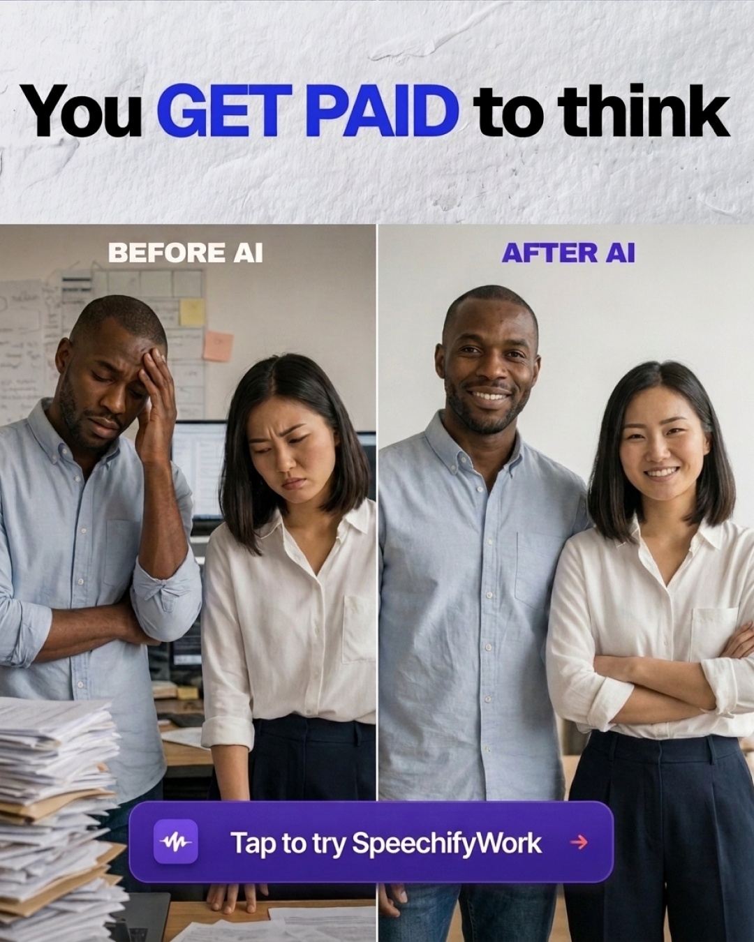 Speechify Work Facebook ad