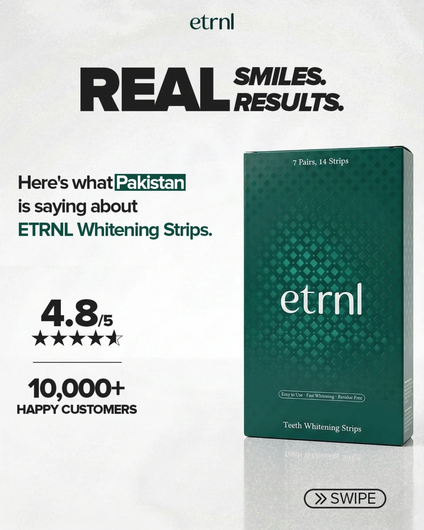 ETRNL. Facebook ad: Real smiles. Real results.
