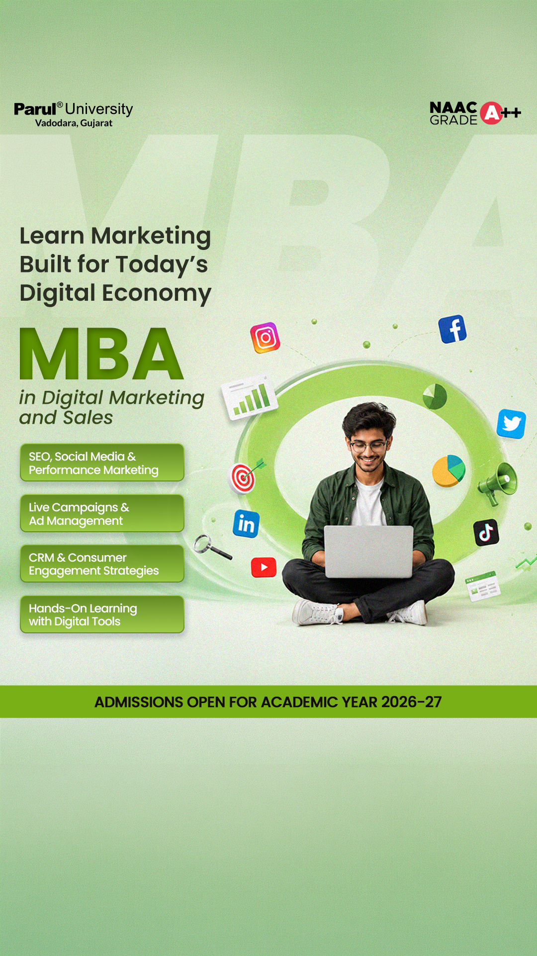 Faculty of Management Studies - Parul University Facebook ad from May 26, 2026