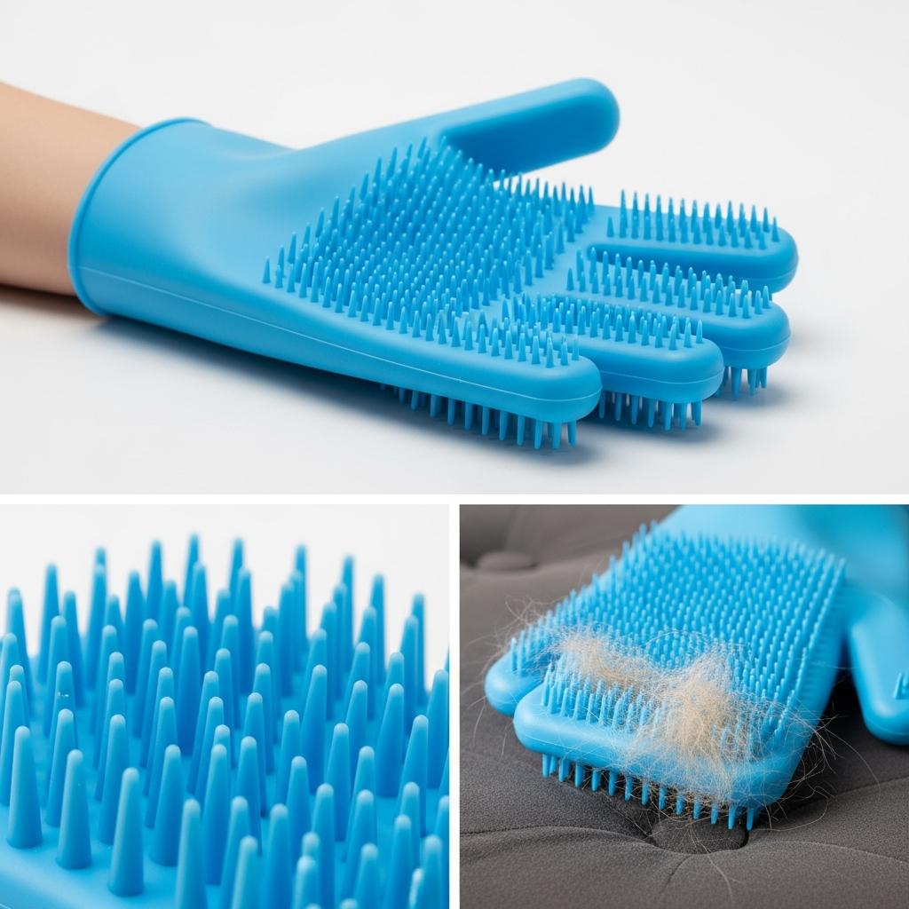 SearchAvenue Compass Facebook ad: Pet Hair Remover Glove With Silicone Bristles!