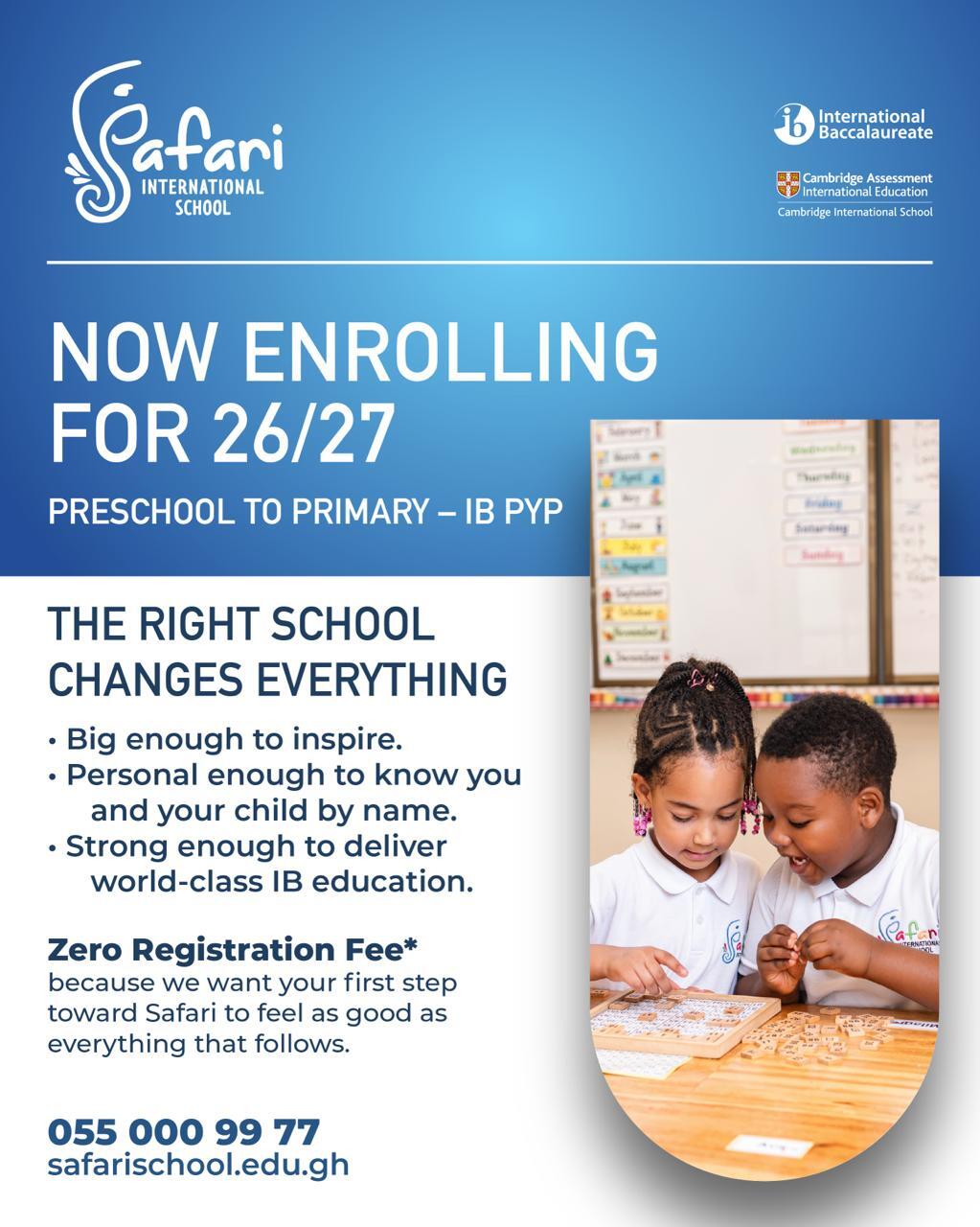 Safari International School Facebook ad from May 12, 2026