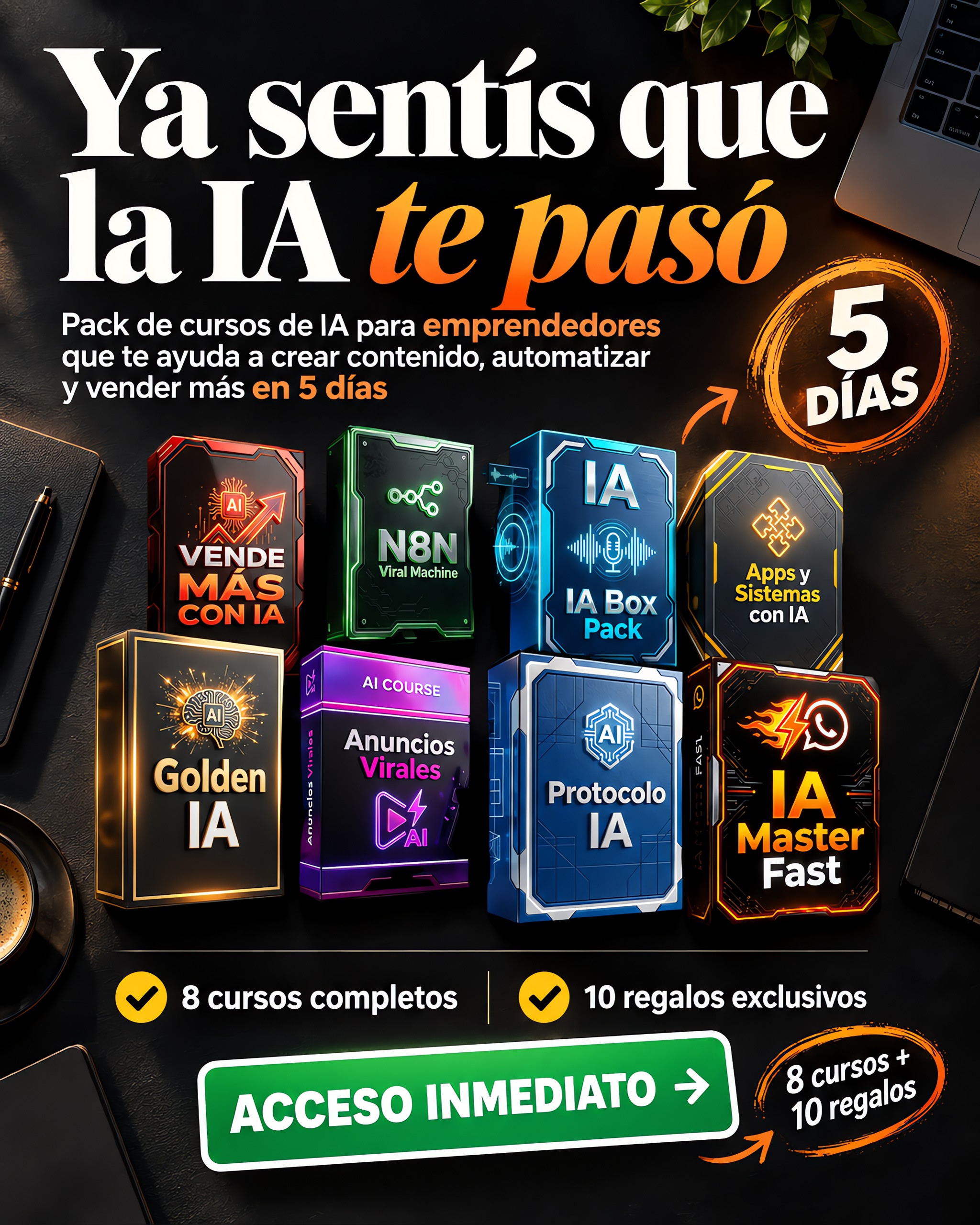 Valeria.ia Facebook ad: Tus primeros 5 días con IA