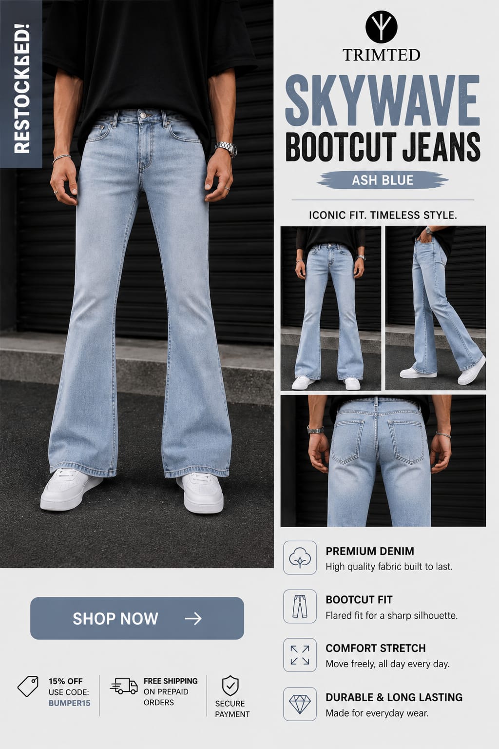 Trimted Facebook ad: TRIMTED Skywave Bootcut