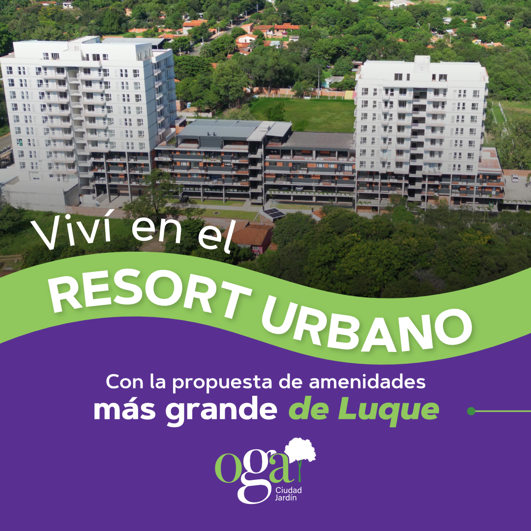 Oga Ciudad Jardín Facebook ad: Viví en un resort urbano con +10 amenidades!