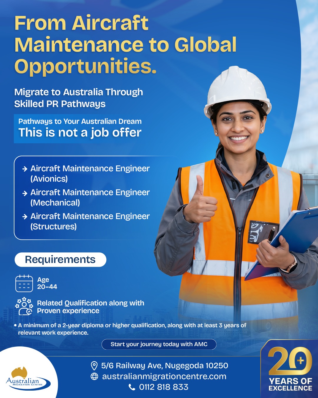 Australian Migration Centre Facebook ad: Australian Skilled Visa for Aircraft Maintenance Engineers