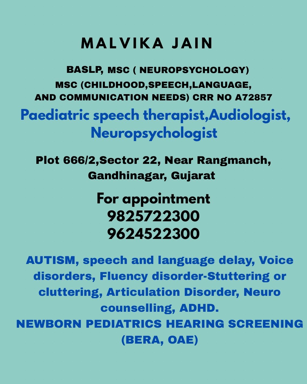 malvika665 Facebook ad: Only Pediatrics speech therapist in Gujarat.