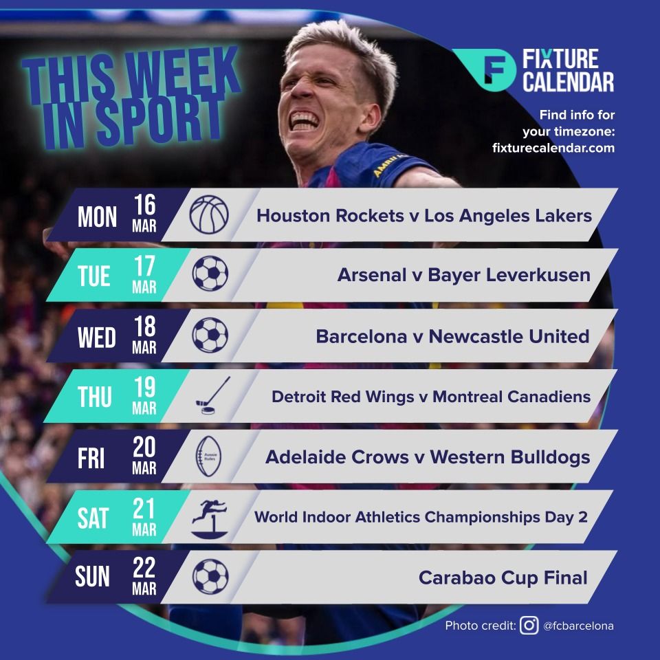 Fixture Calendar Facebook ad: There’s plenty of sport to enjoy this week!