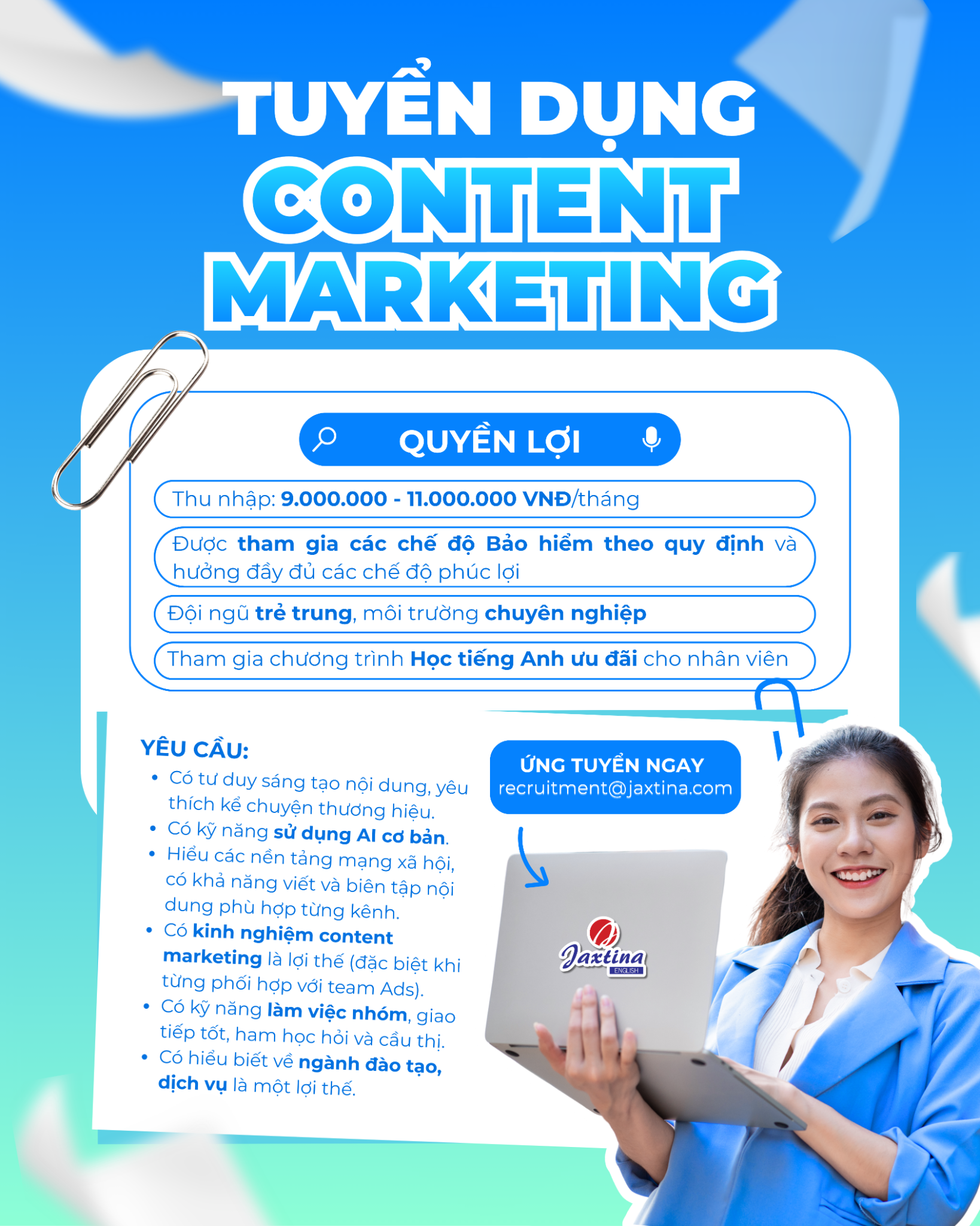 Jaxtina English Careers Facebook ad