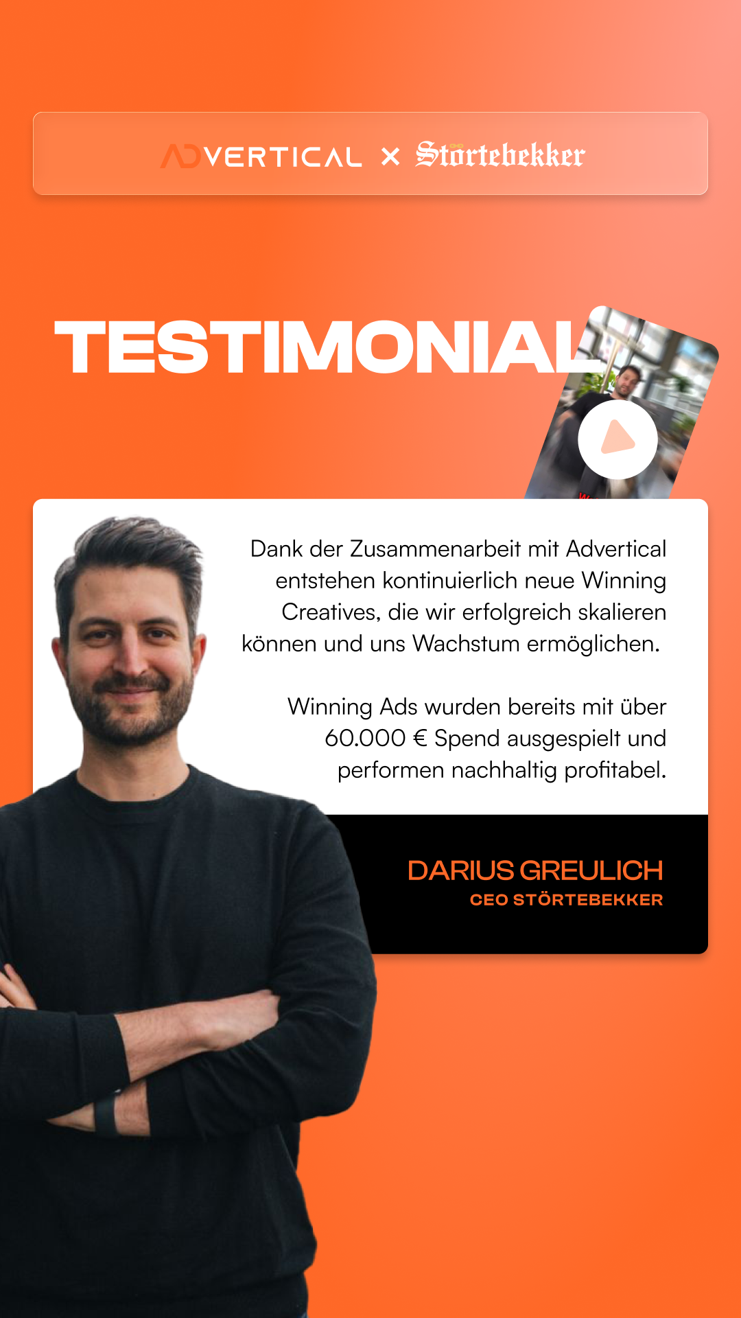 Advertical Facebook ad: Dank unserer Paid Ads und der Organic Delivery konnte…