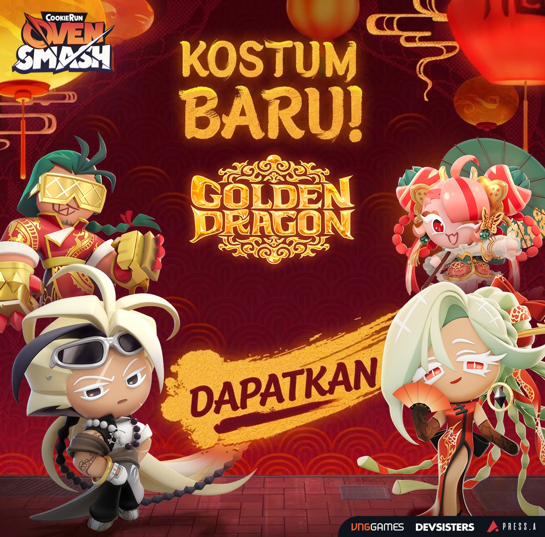 CookieRun: OvenSmash Facebook ad: Kostum Baru Golden Dragon Hadir