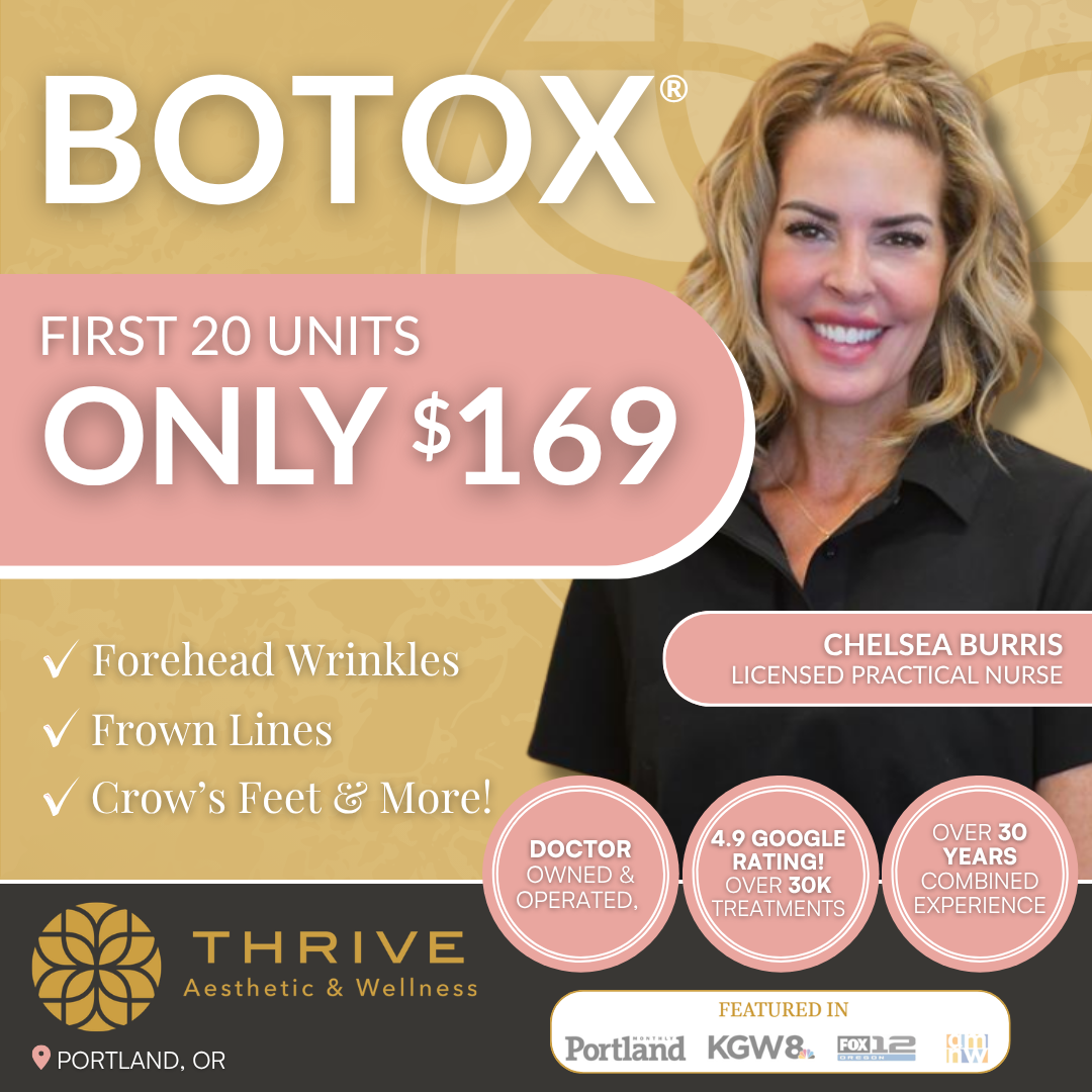 Thrive Aesthetic & Wellness Facebook ad: Get your first 20 units of Botox for only $169!