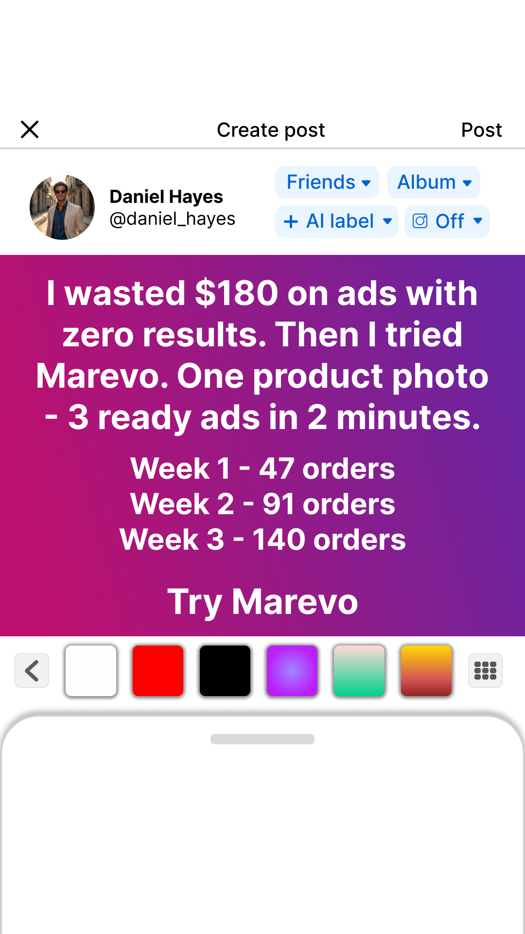 Marevo - AI Ads That Sell Facebook ad: START GENERATE AI ADS