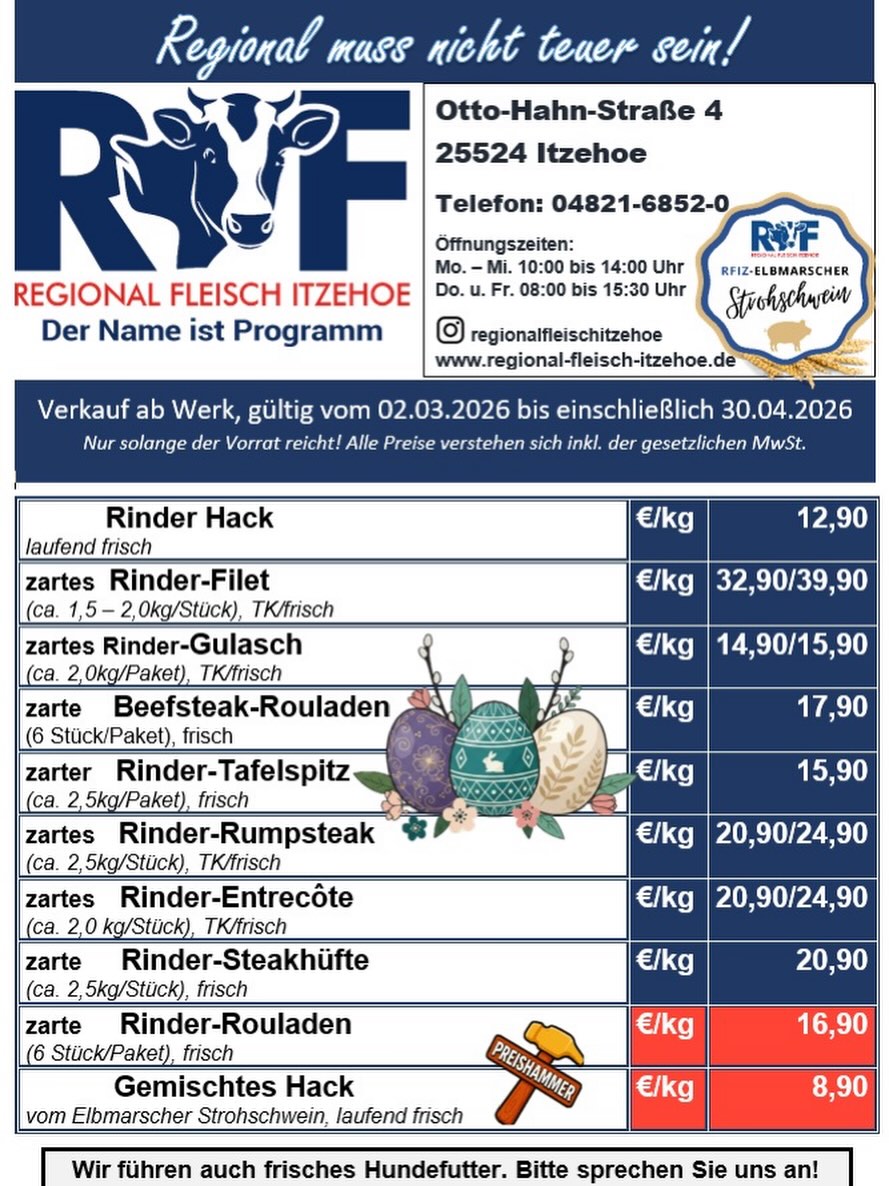 Regional Fleisch Itzehoe GmbH & Co. KG Facebook ad: Ostern genießen mit Fleisch aus der Region!