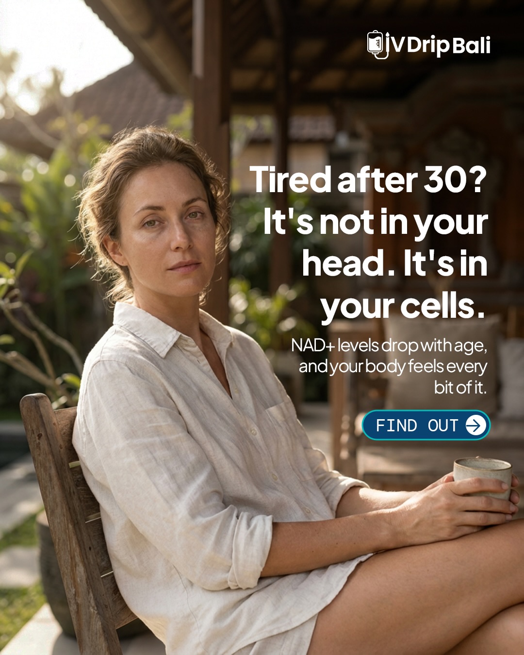 Ivdripbaliofficial Facebook ad: Feeling the crash after 30?