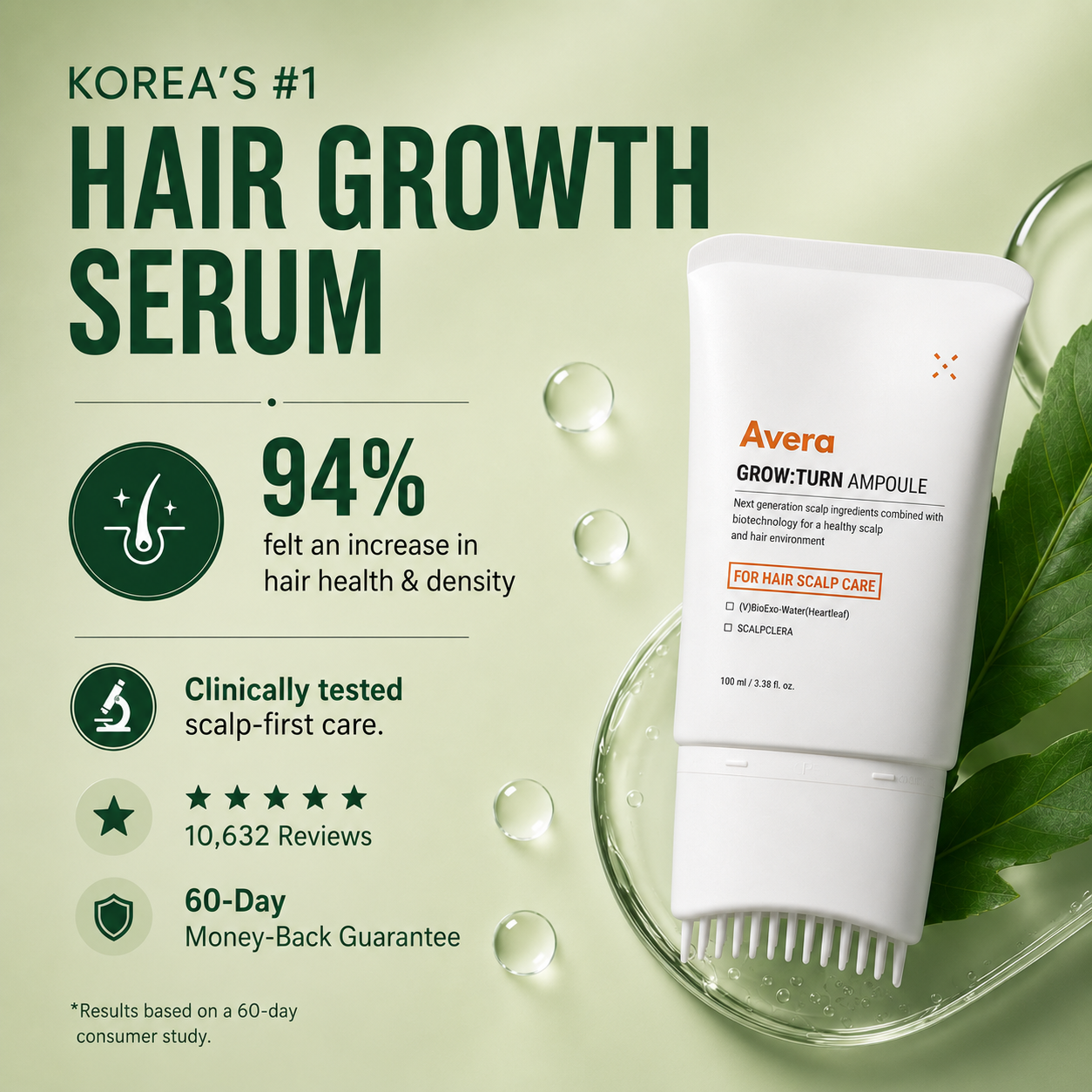 Avera Facebook ad: Korea's #1 Hair Growth Serum
