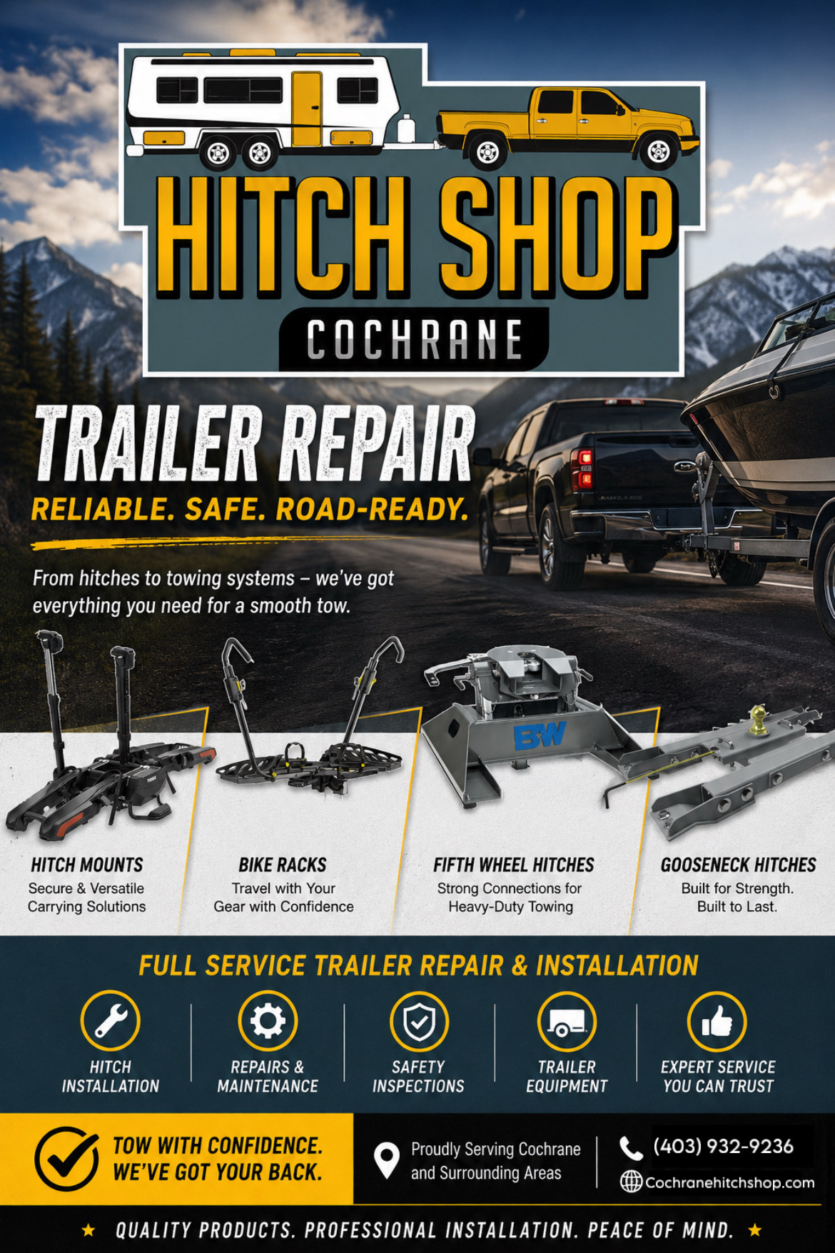 Cochrane Hitch Shop Facebook ad: Cochrane Hitch Shop is a full service shop…