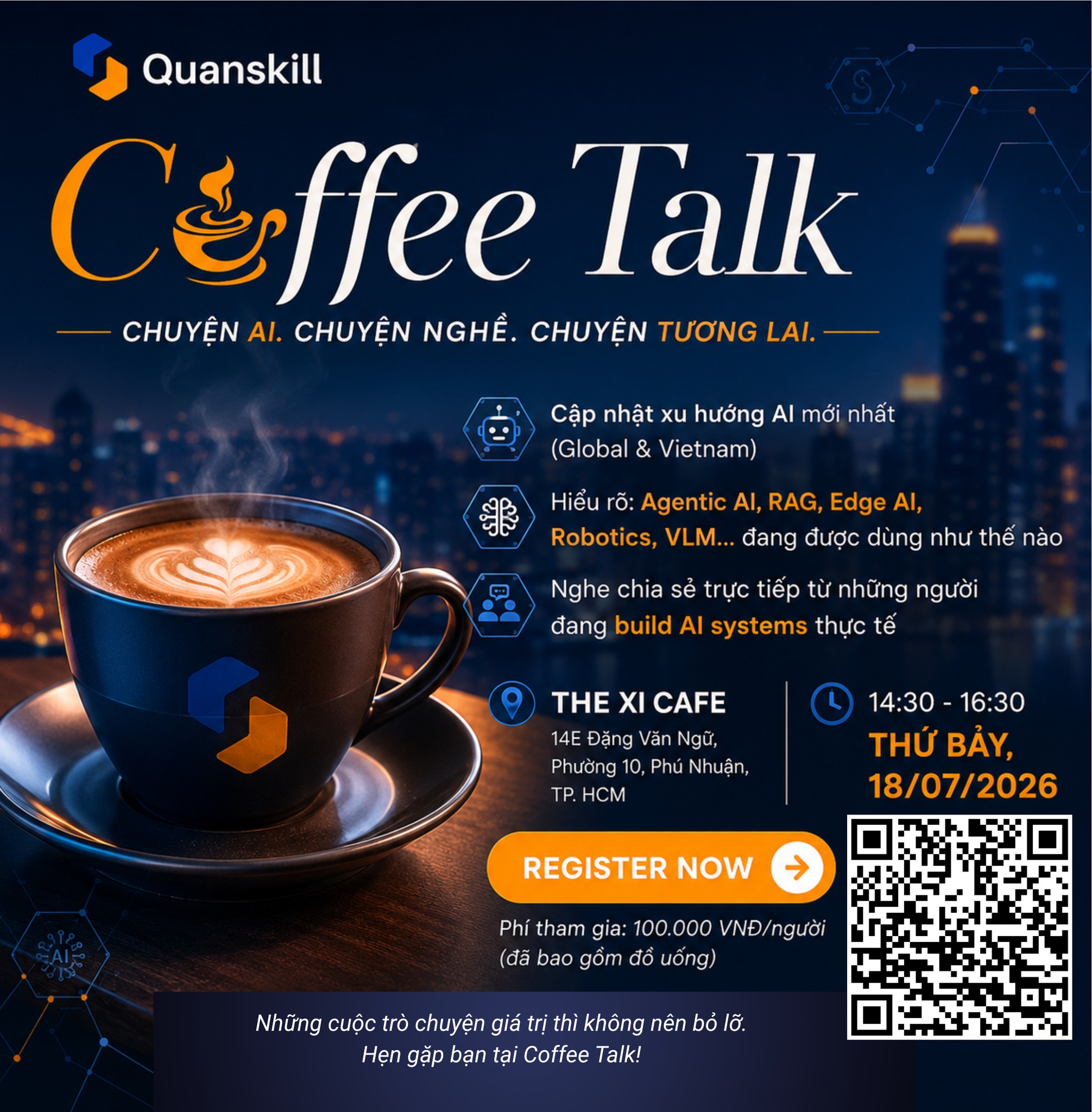 Quanskill: Data Science and AI Facebook ad: COFFEE TALK @ Tp.