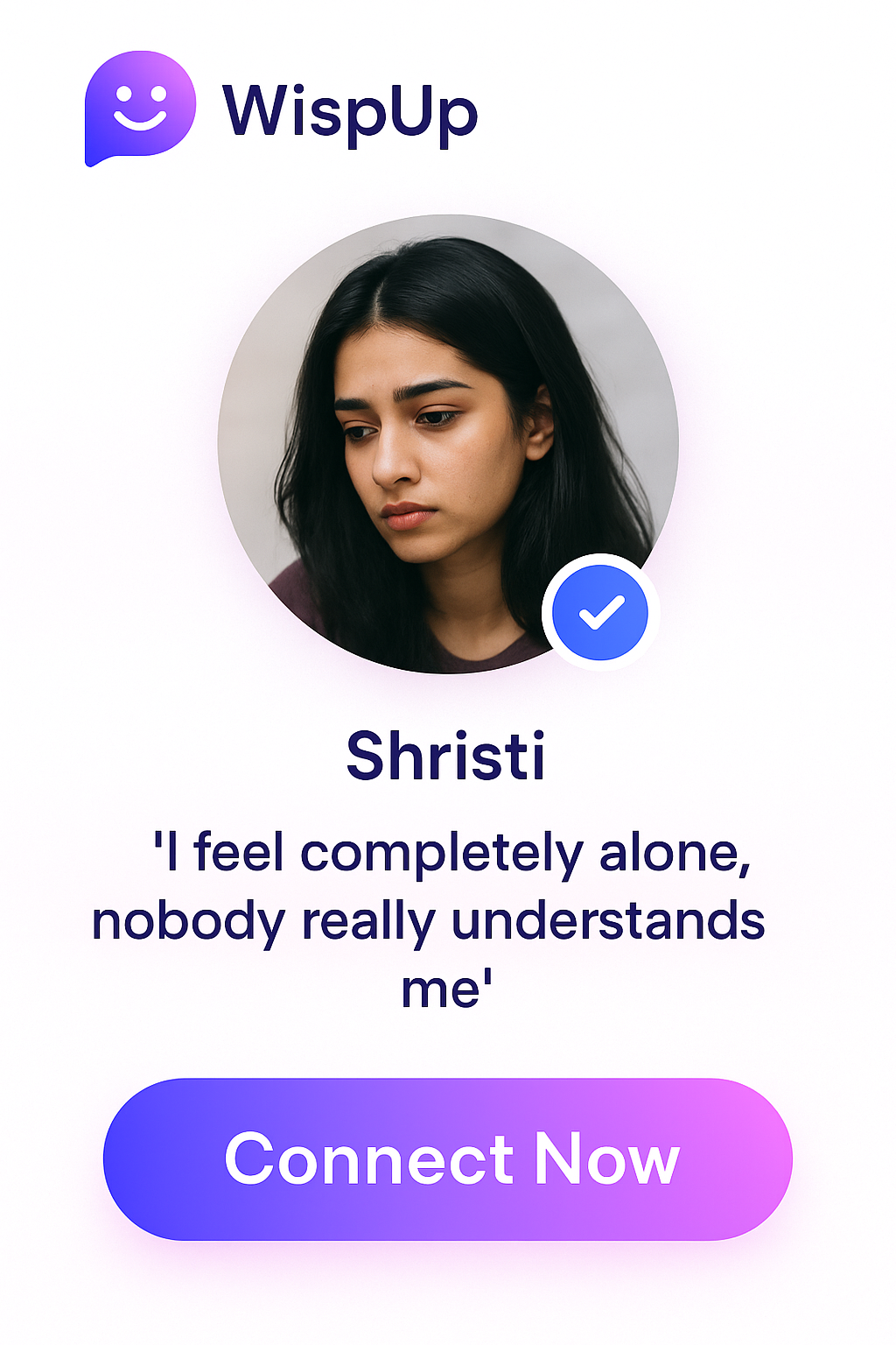 WispUp Facebook ad: Struggling alone? You're not.