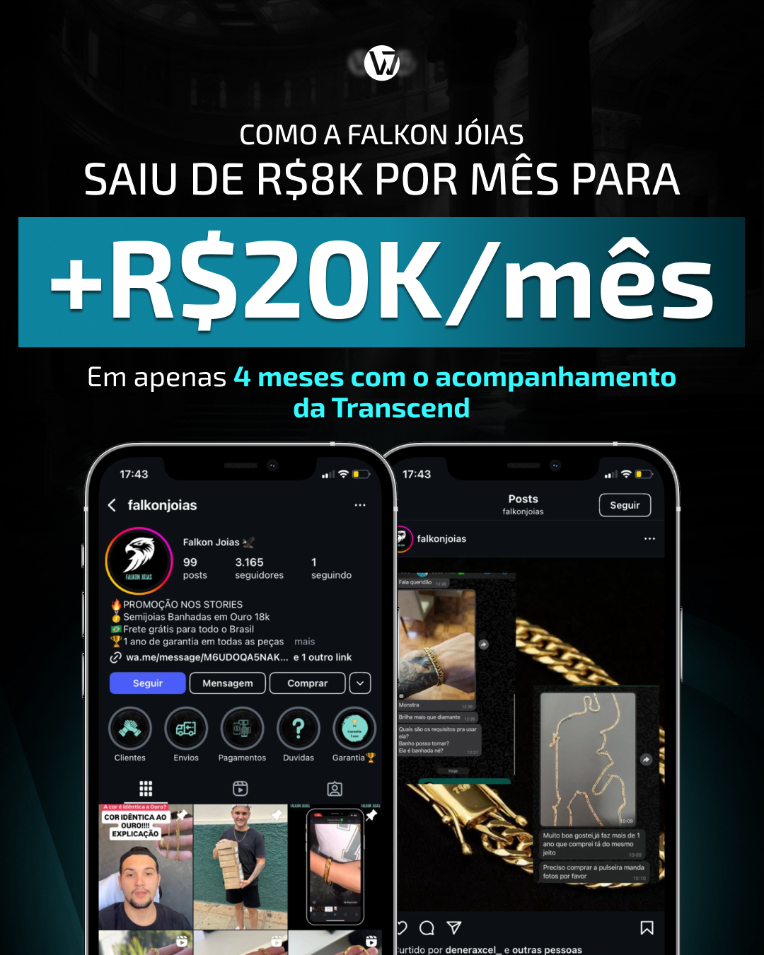 William Oliveira Facebook ad: Falkon Joias: De R$8K/mês para R$20K/mês em 4…