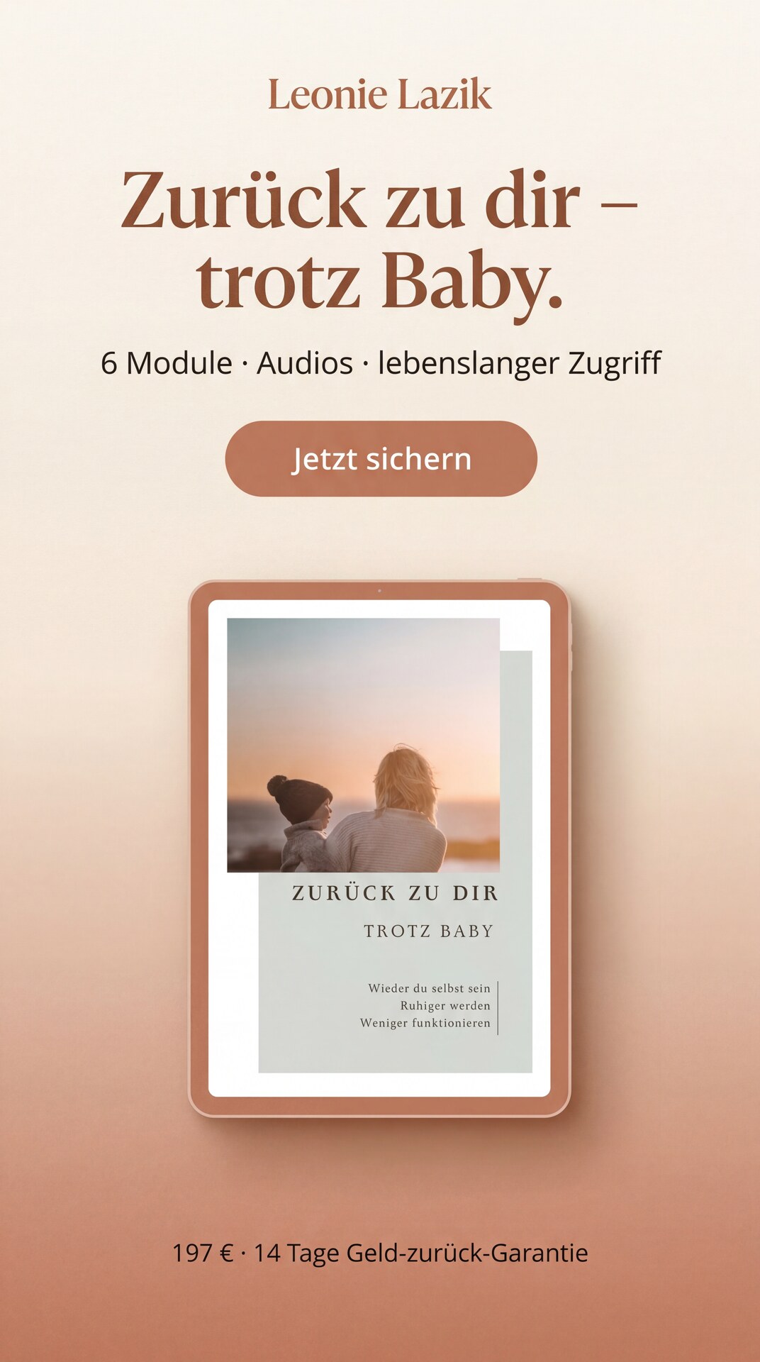 Leonie Lazik Facebook ad: Zurück zu dir, trotz Baby