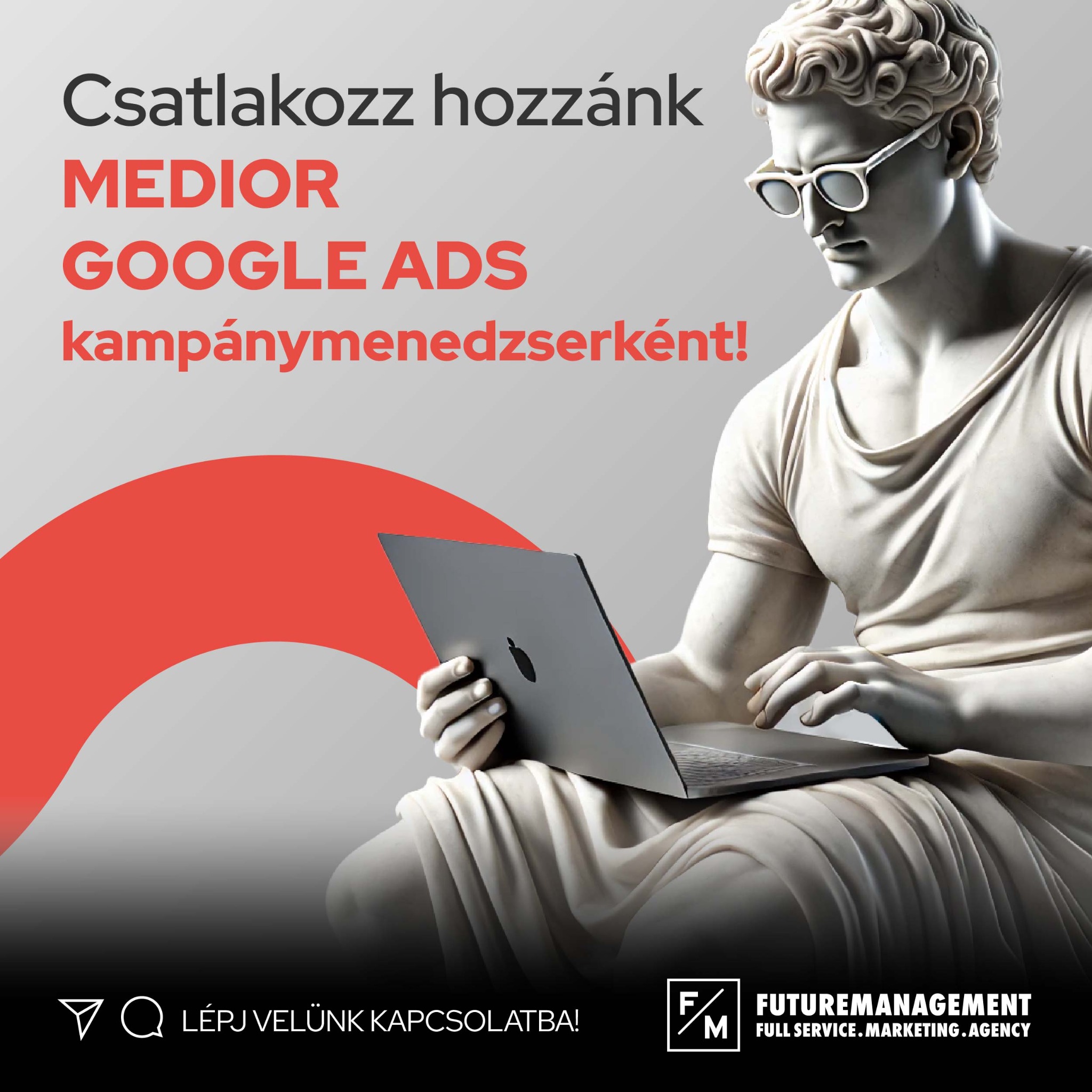 FutureManagement Facebook ad: MEDIOR Google Ads PPC álláslehetőség.