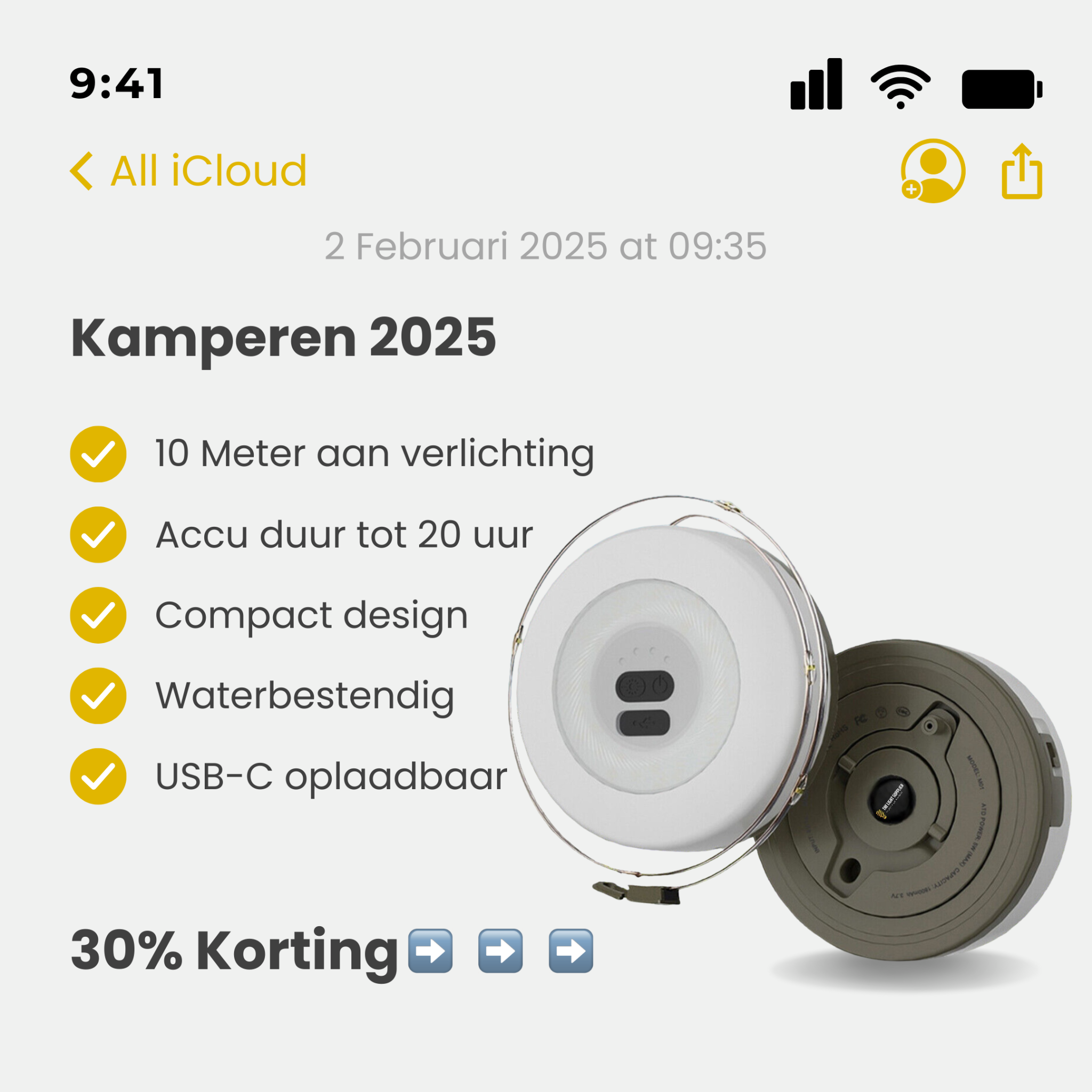 The Light Supplier Facebook ad: Tijdelijk 30% Korting
